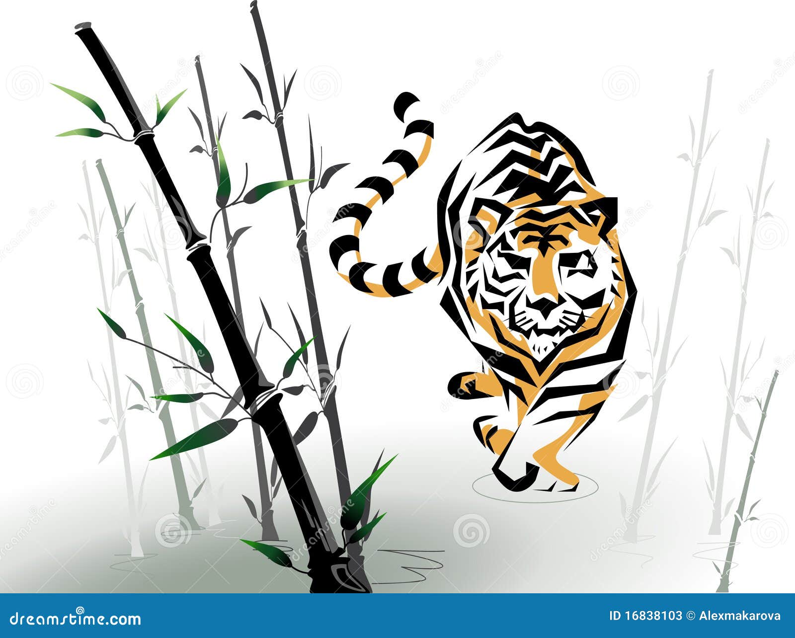 Vector Tiger In Bamboo Stock Photos - Image: 16838103