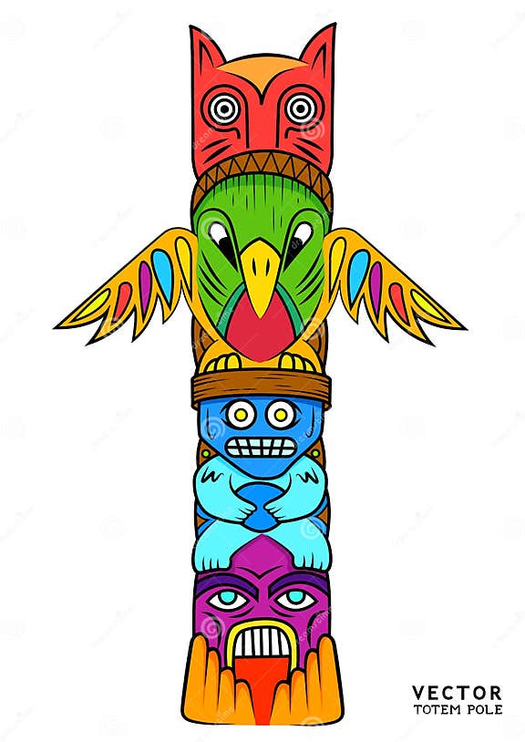 Vector Totem Pole stock vector. Illustration of poles - 37385076