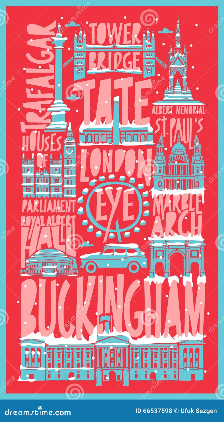  touristic hand drawn london city poster