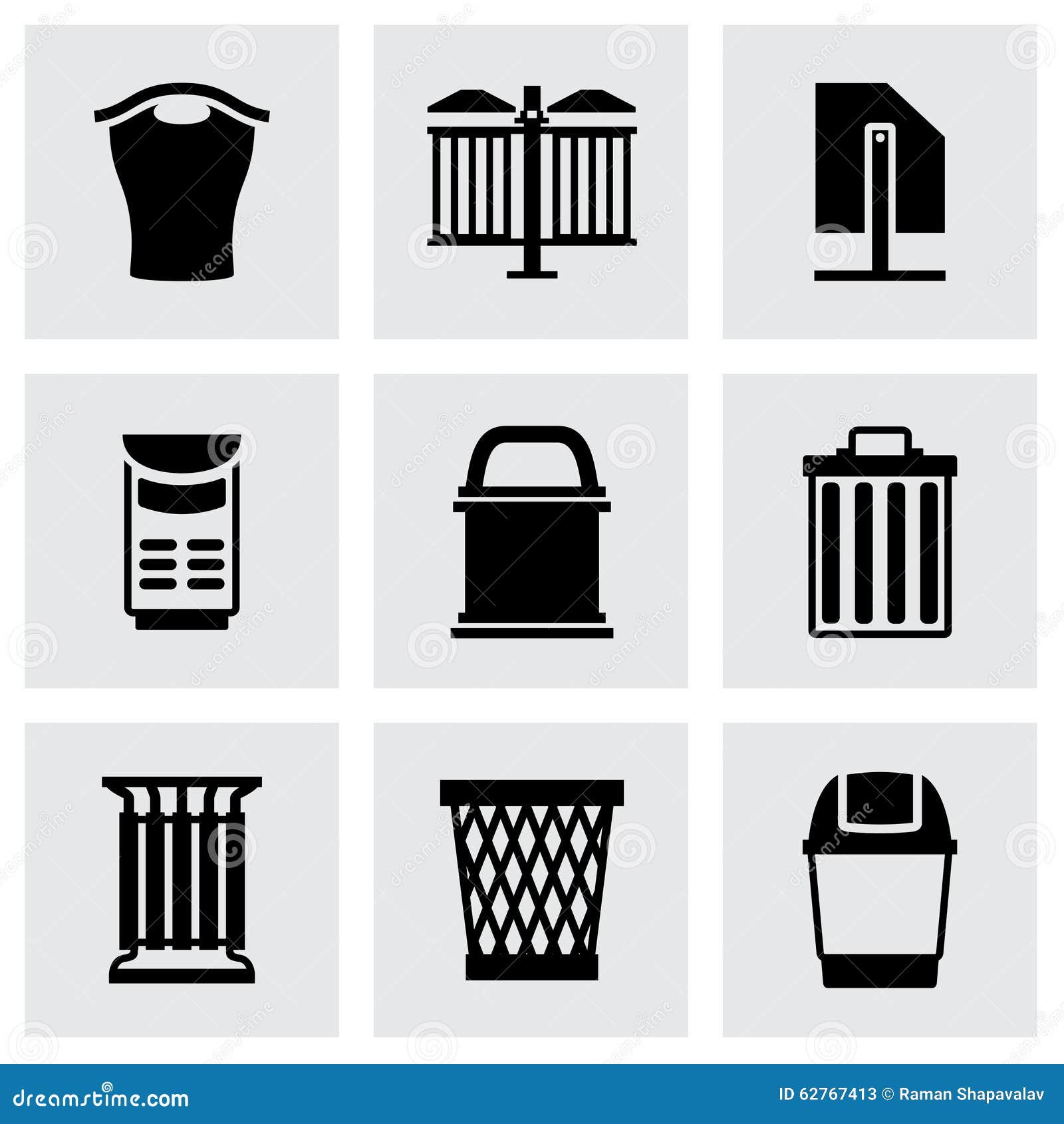  trach can icon set