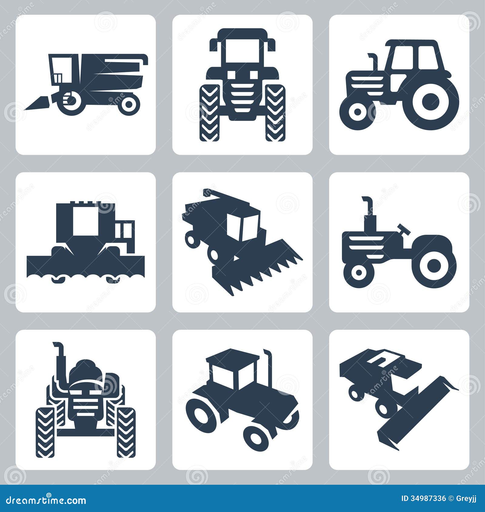  tractor and combine harvester icons