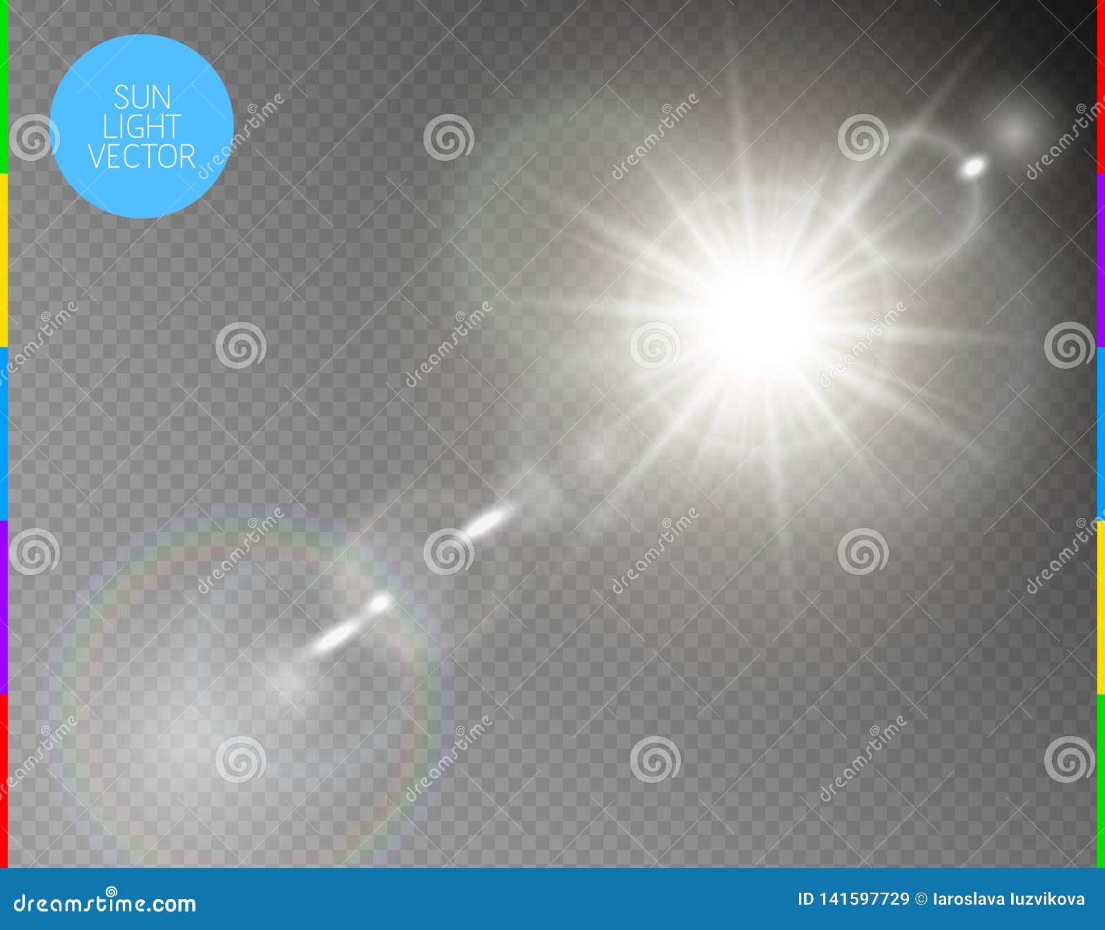  transparent sunlight special lens flare light effect.  sun flash rays and spotlight. white front translucent