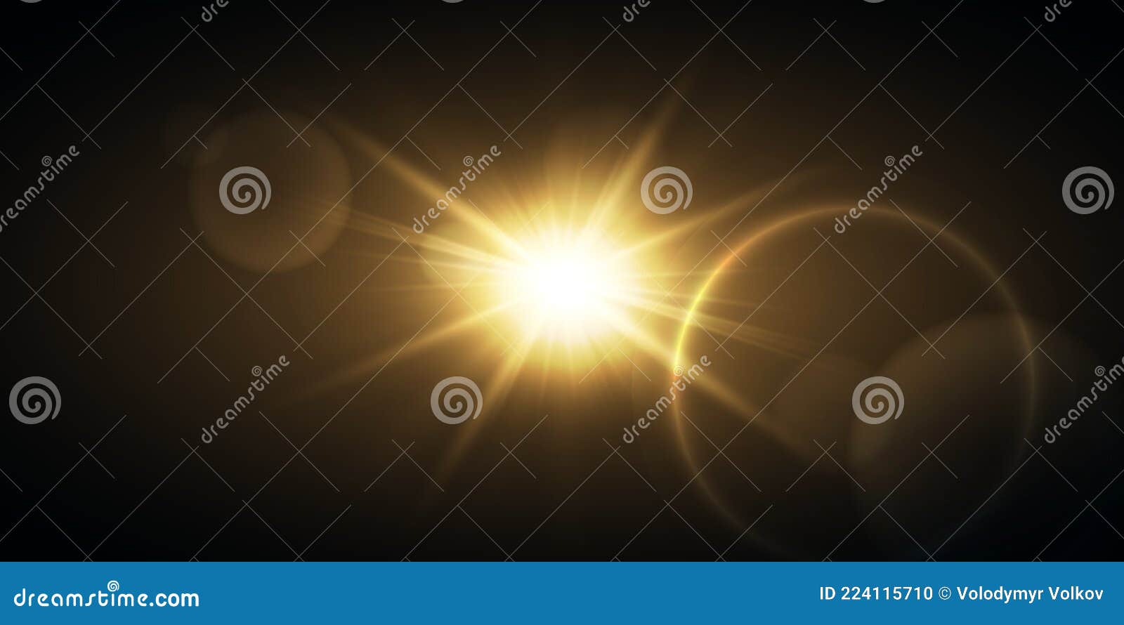 Vector bling light effect on a transparent background. Shining sun, bright  flash Stock Vector