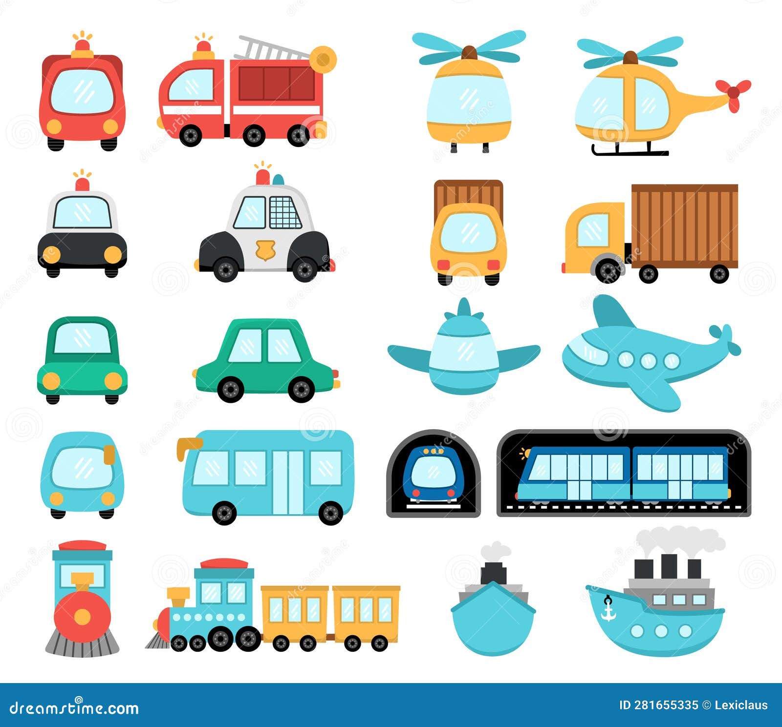 forms of transportation clipart for kids