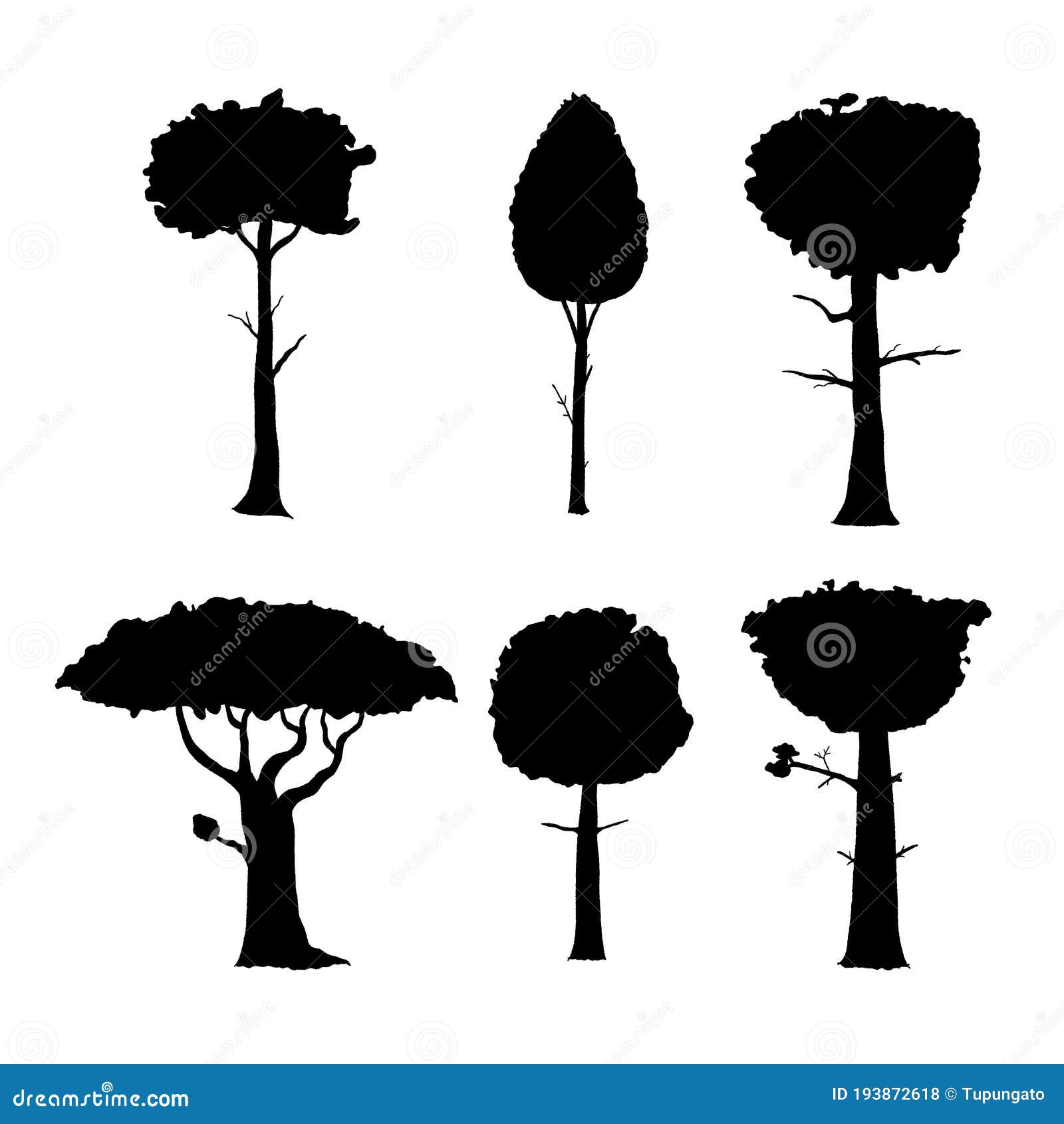 Vector tree silhouette set stock vector. Illustration of object - 193872618