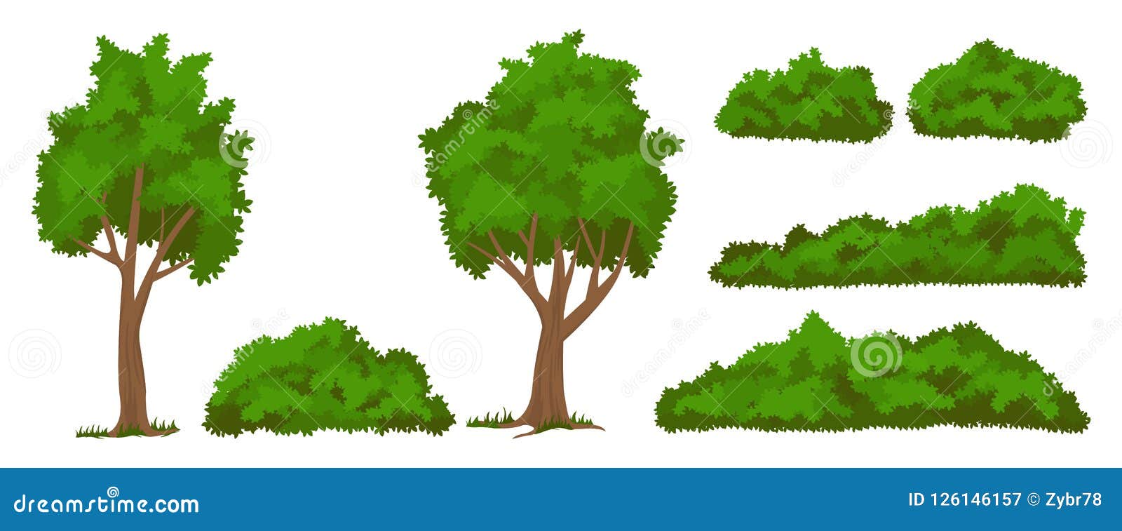 Vector Trees and Bushes Set Stock Vector Illustration of tree