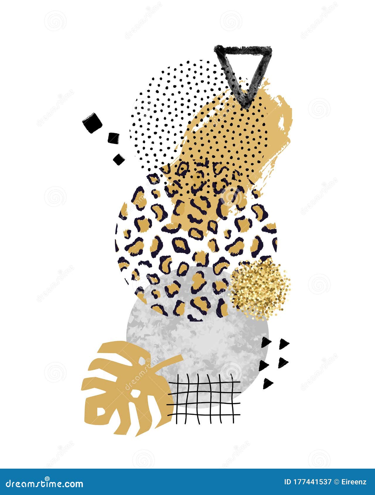 Vector Trendy Geometric Background with Marble Stones, Doodle Textures,  Animal Zebra and Leopard Print. Geometrical Shapes Stock Vector -  Illustration of leaf, concept: 177441537