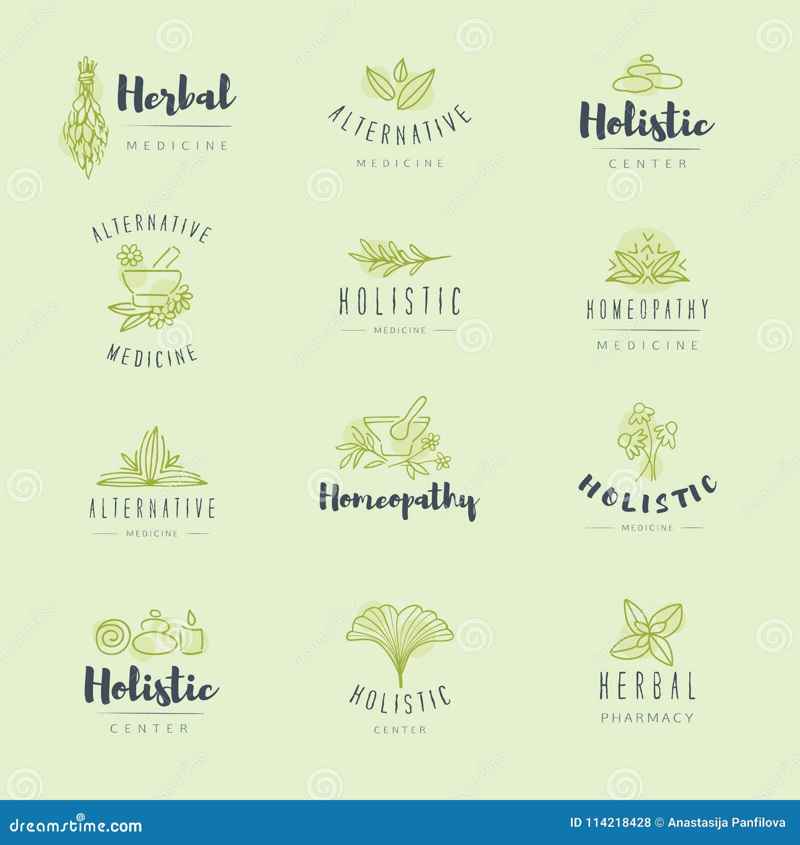 Alternative Medicine Logos Stock Vector Illustration Of