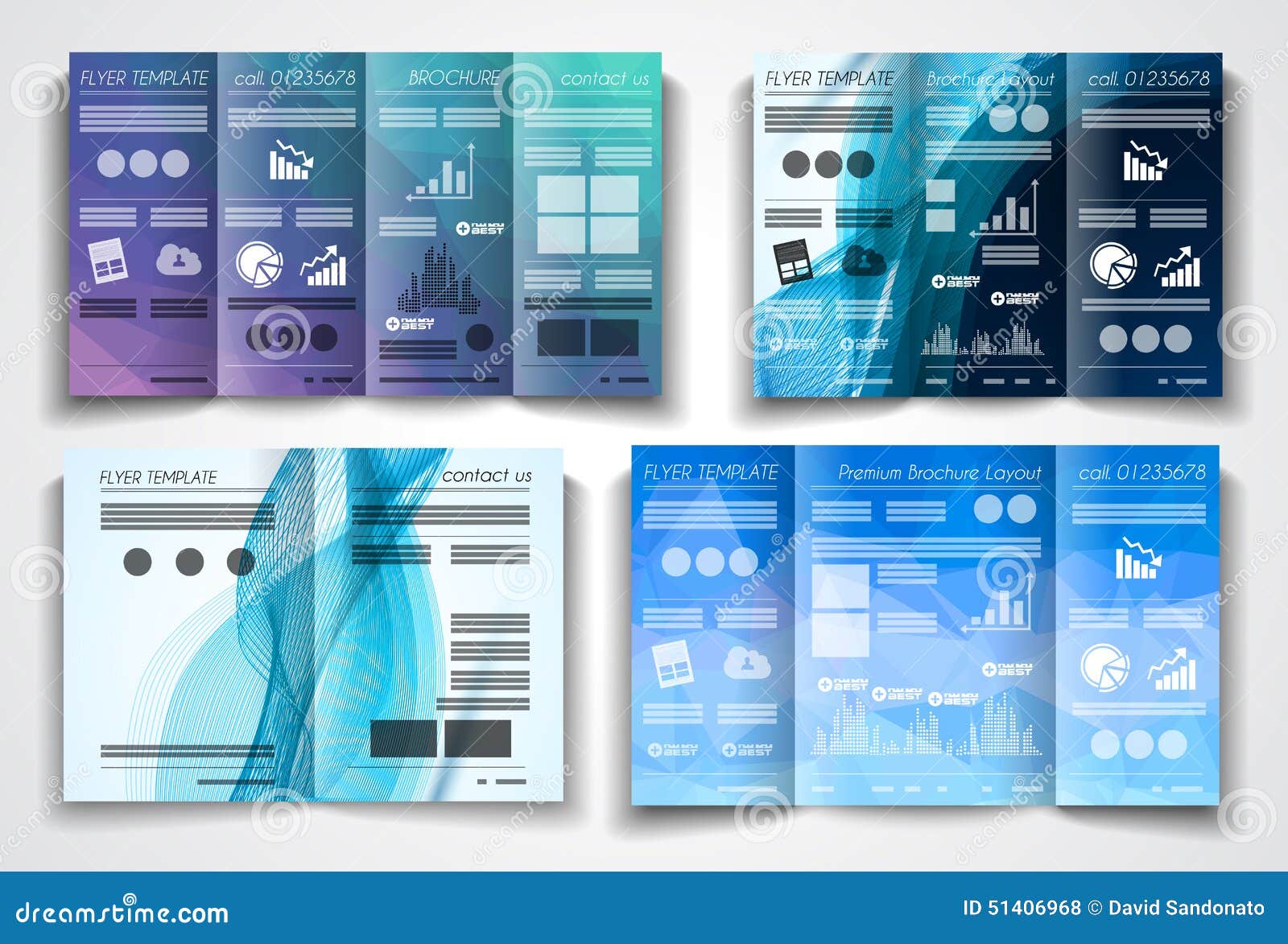 Vector Tri Fold Brochure Template Design or Flyer Layout Stock For 4 Fold Brochure Template