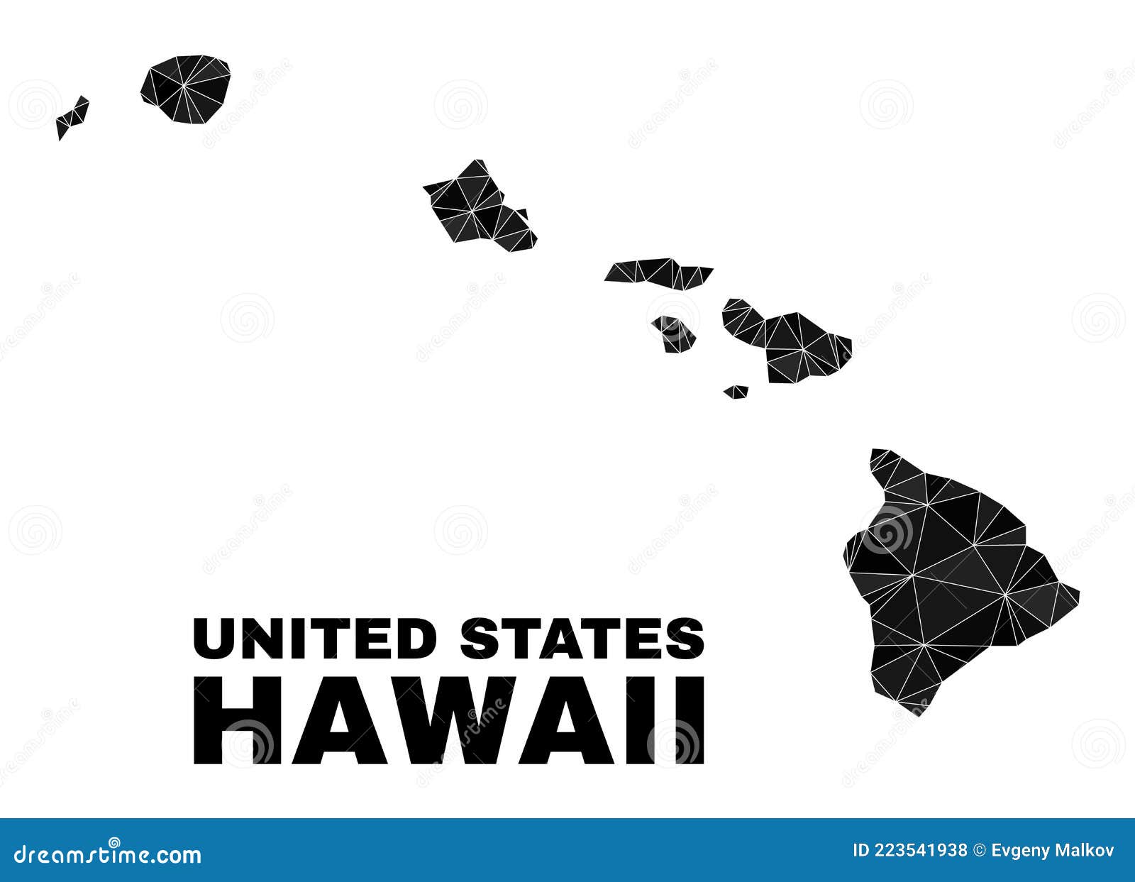 Vector Triangle Filled Hawaii State Map Stock Vector Illustration of