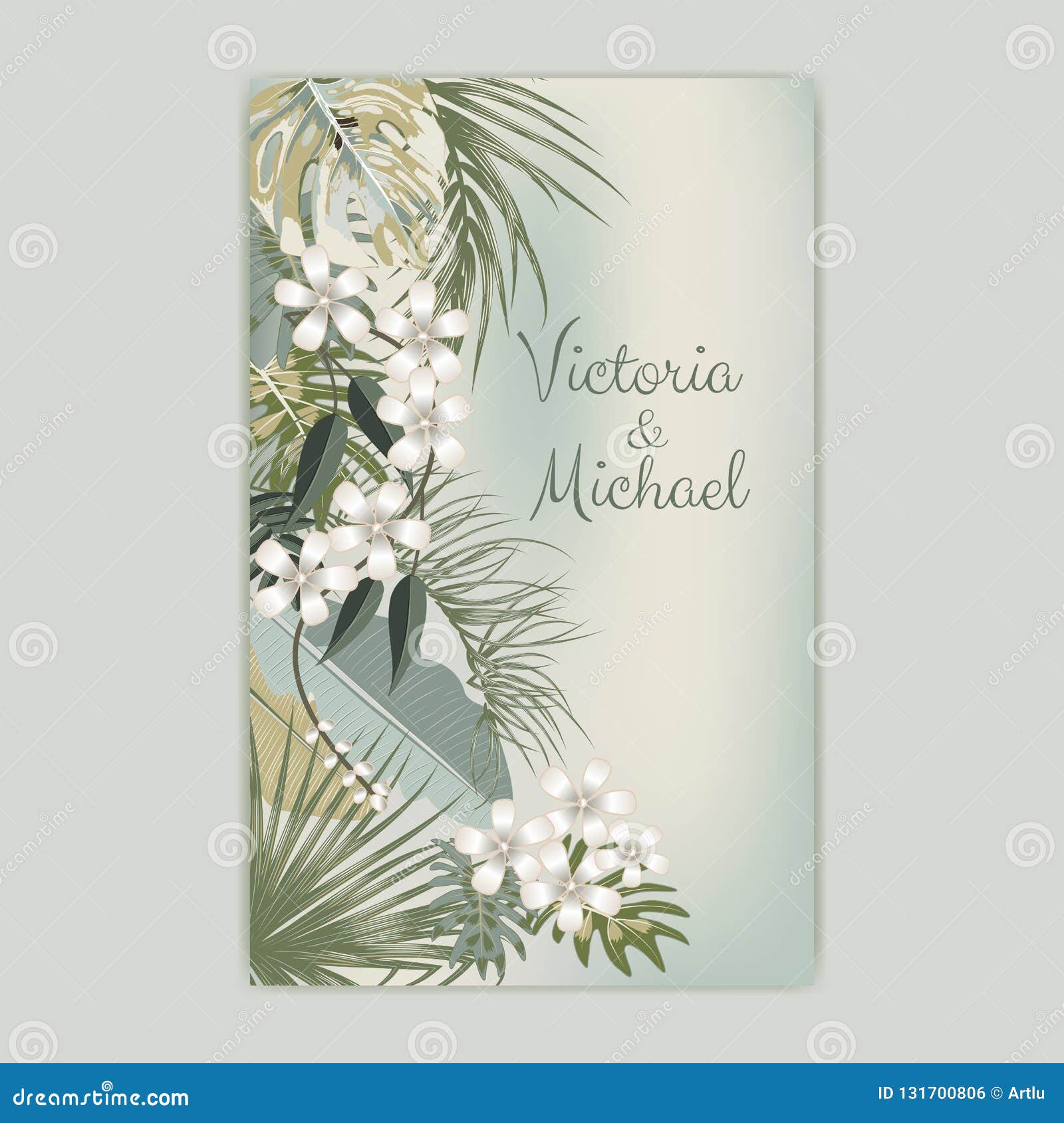 Vector Tropical Background in Olive Green Colors. Botany Design for