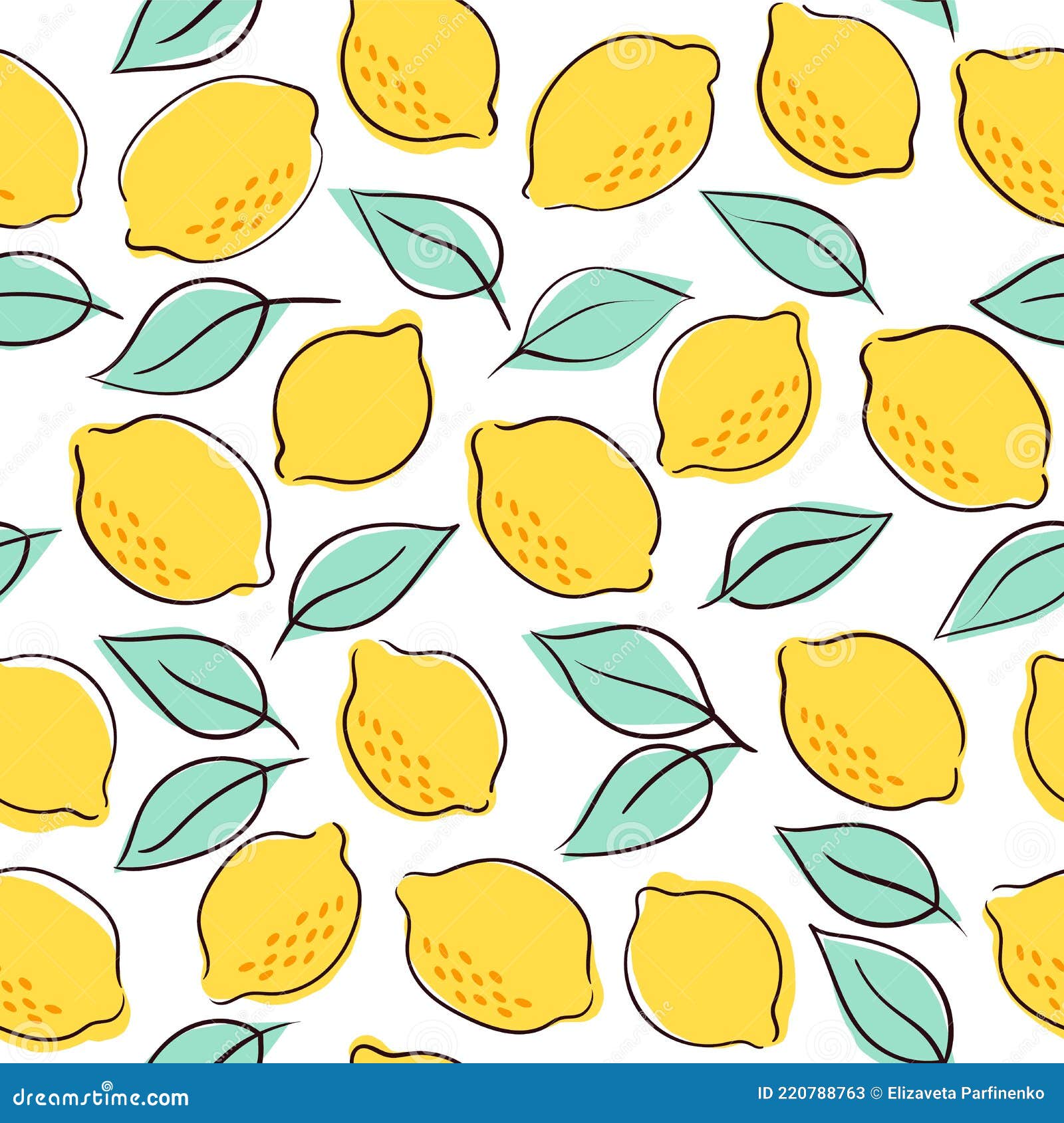 Vector Tropical Seamless Pattern with Yellow Lemons and Lemon Leaves ...