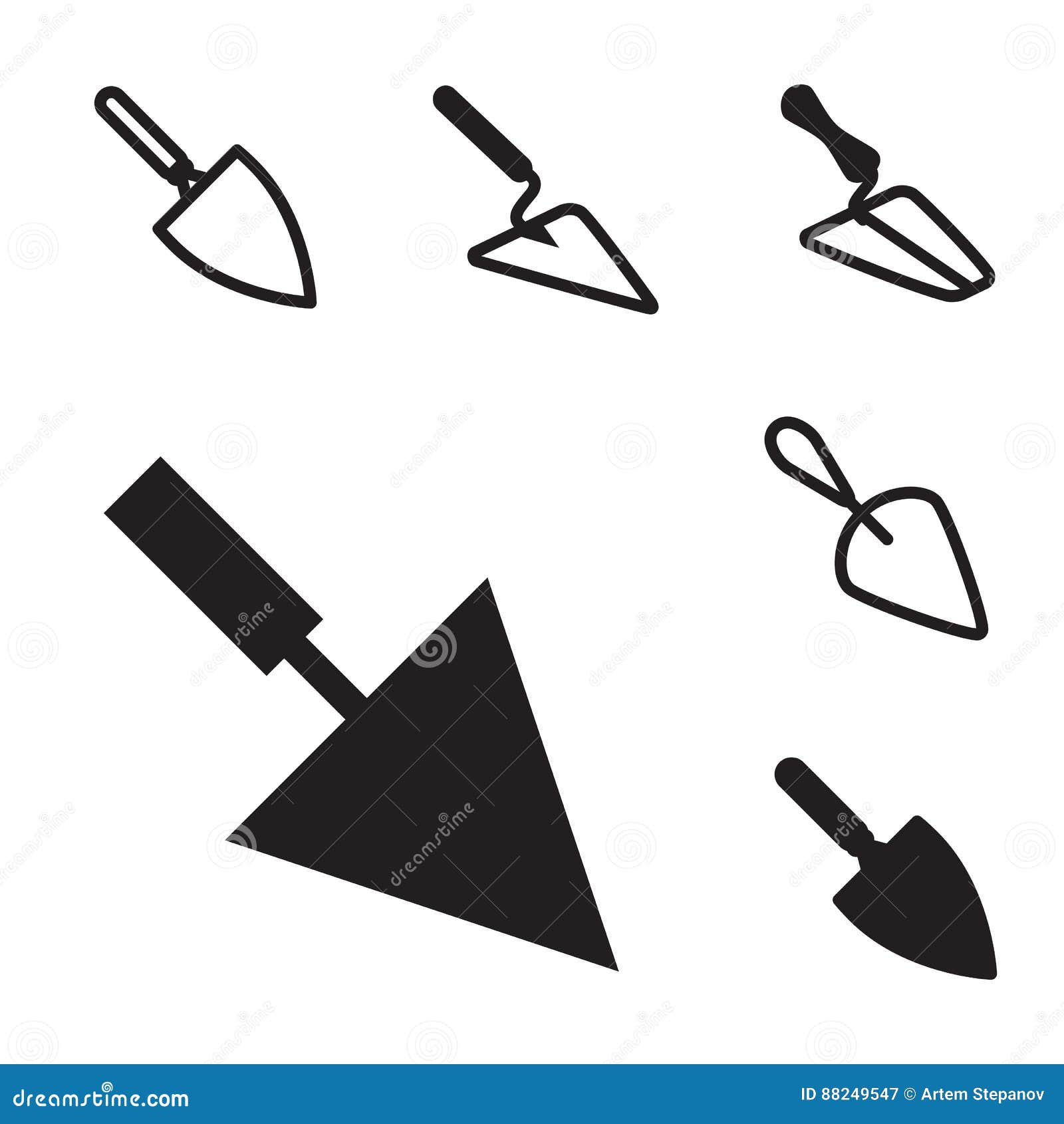 Vector Trowel Icon Set Isolated Stock Vector Illustration of