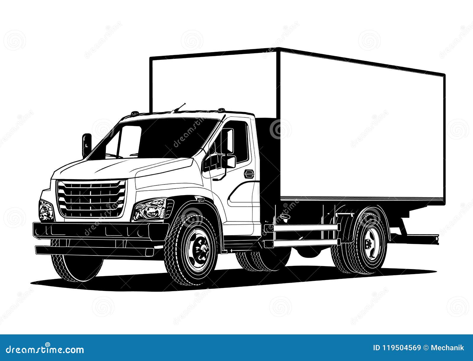 Vector Truck Outline Template Isolated On White Stock ...