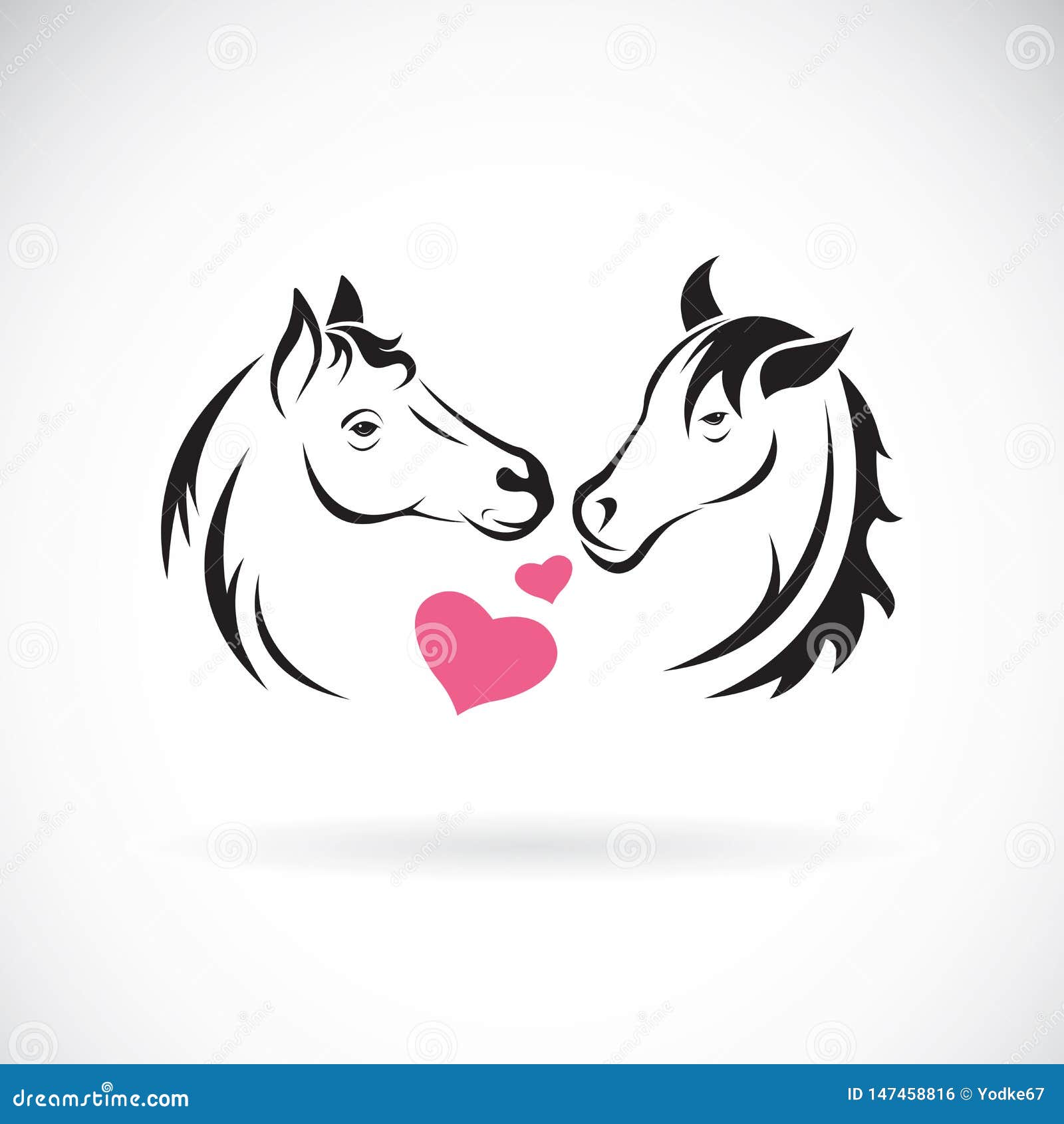 Vector of Two Horse and Heart on White Background. Wild Animals. Horse Logo  or Icon Stock Vector - Illustration of animal, heart: 147458816