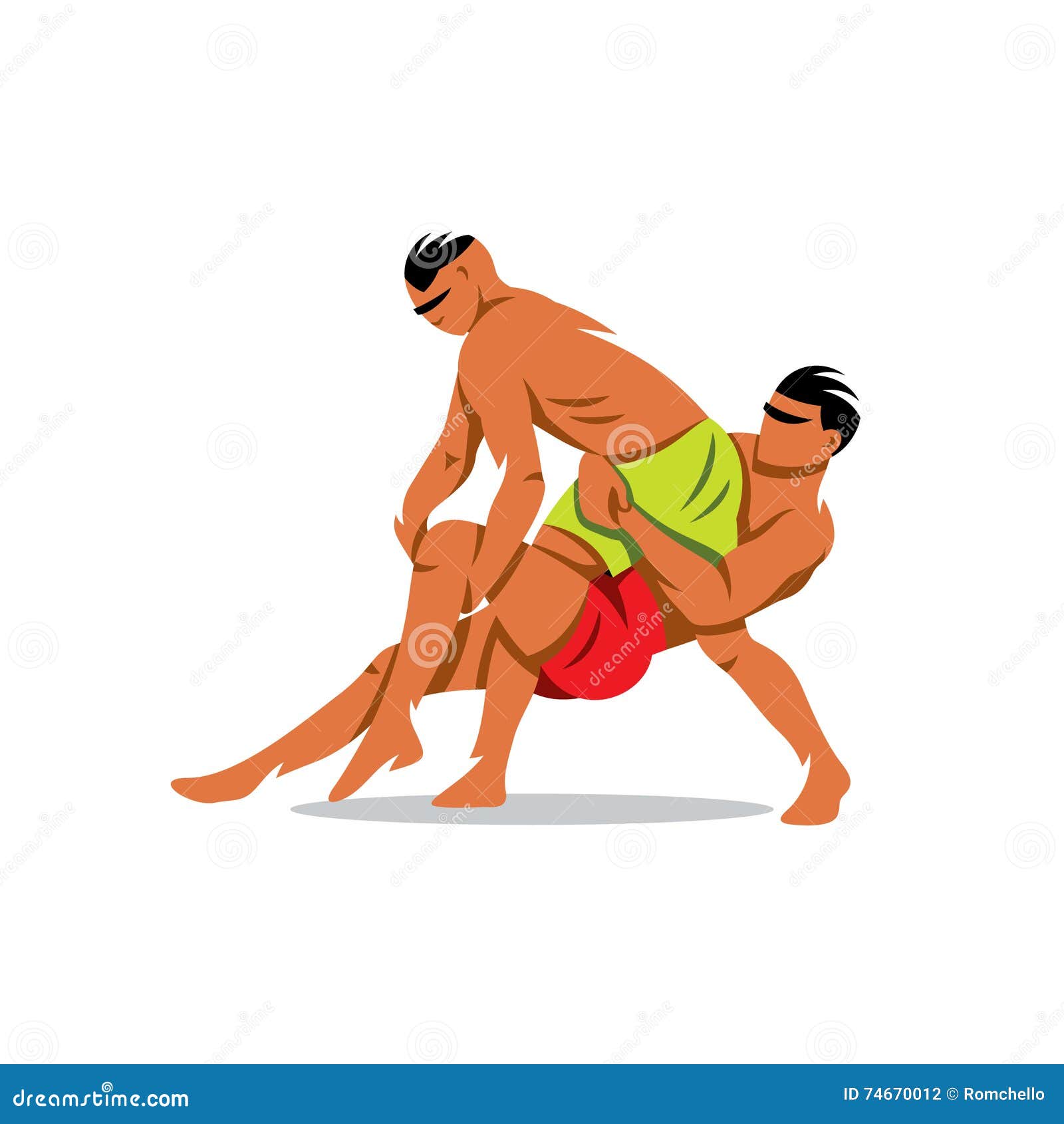 Vector Two Kabaddi Players. Cartoon Illustration. Stock Vector