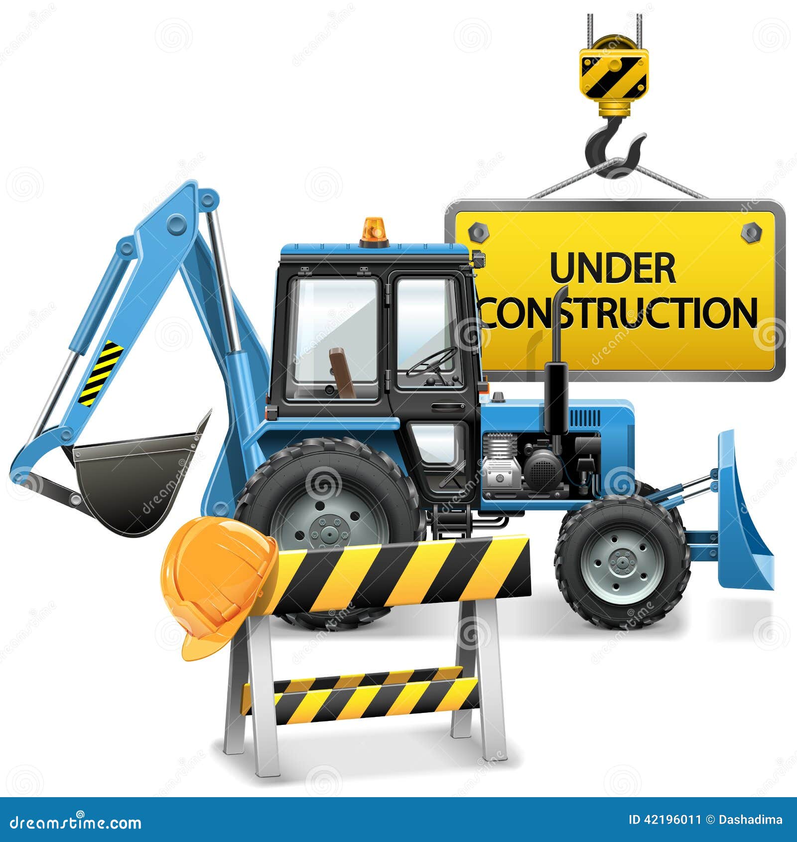 Vector Under Construction Concept with Tractor Stock Vector - Illustration  of detour, industry: 42196011, image size:1600x1690