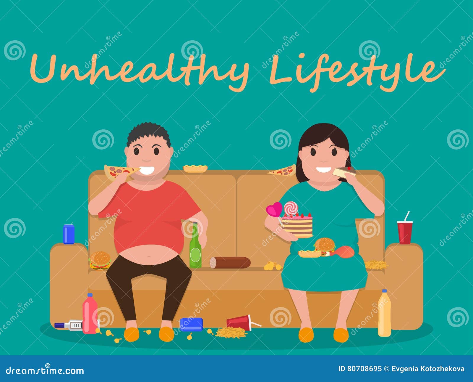 Vector Unhealthy Junk Food And Healthy Diet Comparison Food Brain