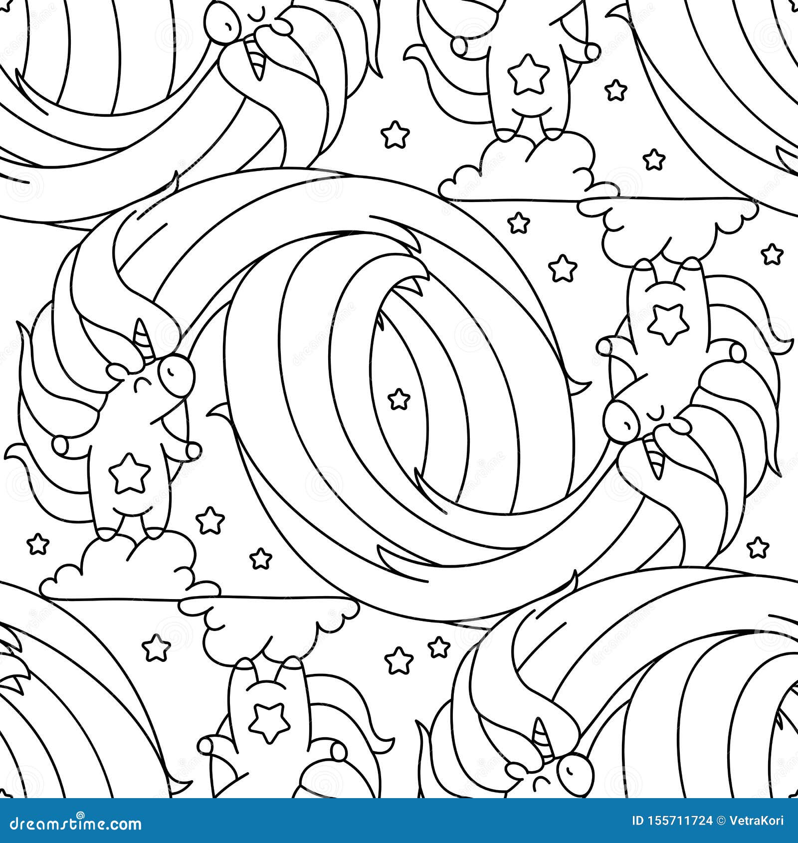 Vector Unicorn Pattern Coloring Page Stock Vector - Illustration of ...