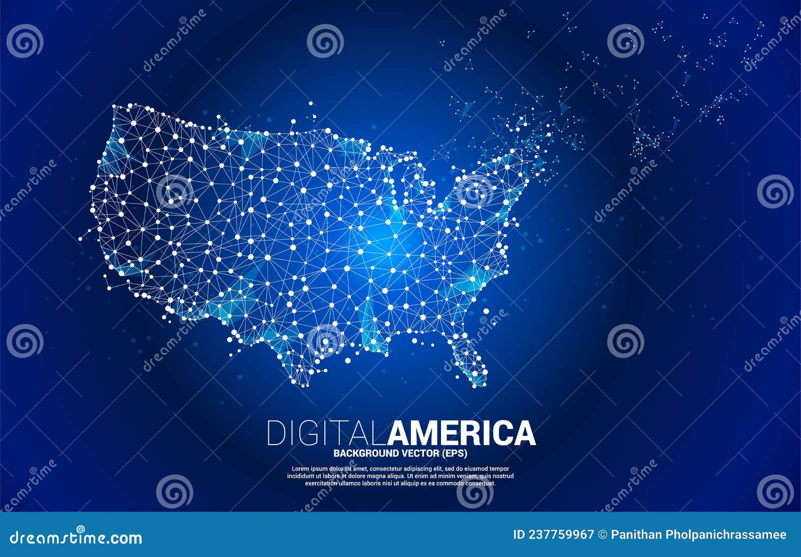 Vector United States Map from Polygon Dot Connect Line. Stock Vector