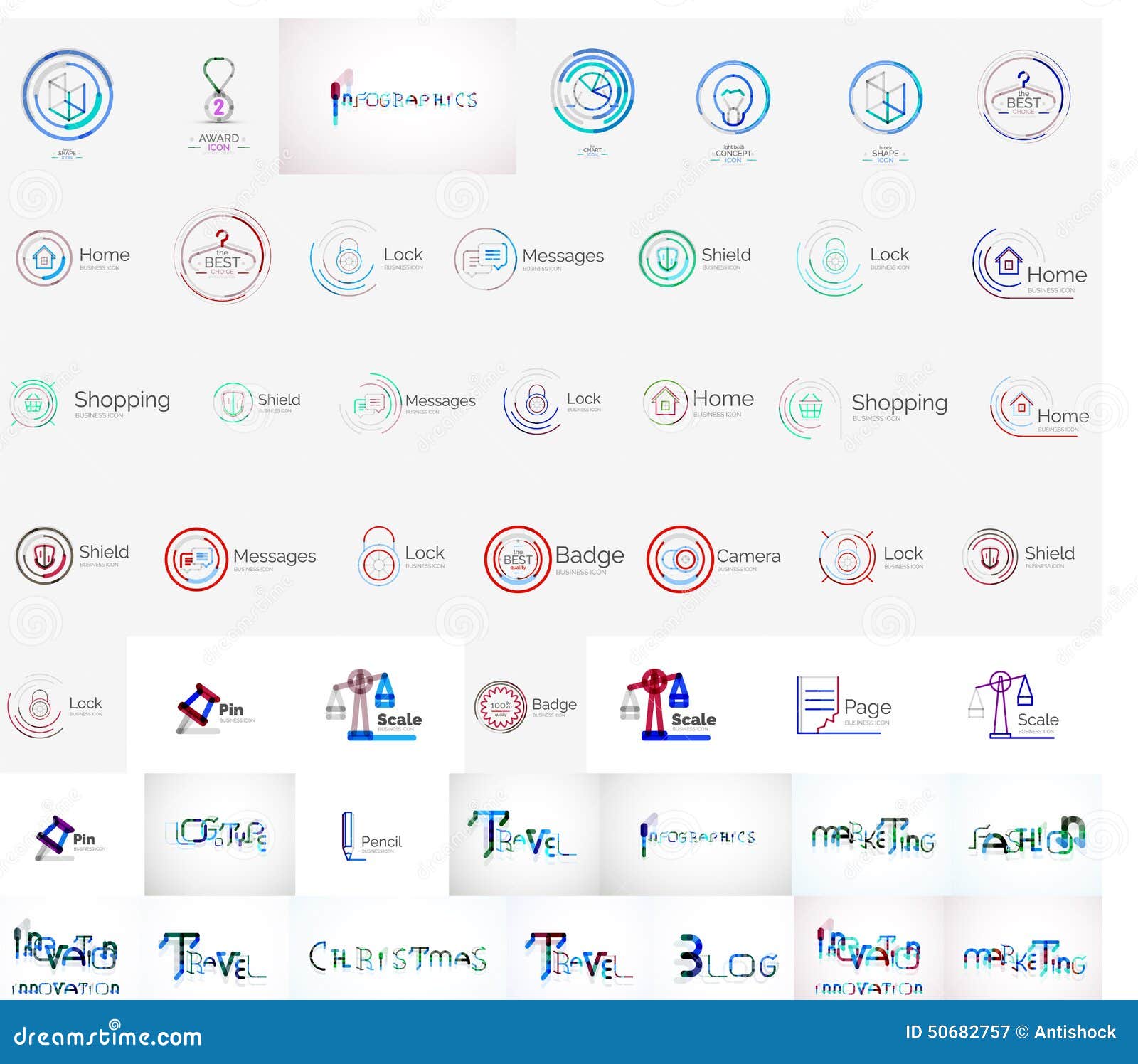 Vector Universal Mega Set of Company Logos Stock Vector Illustration