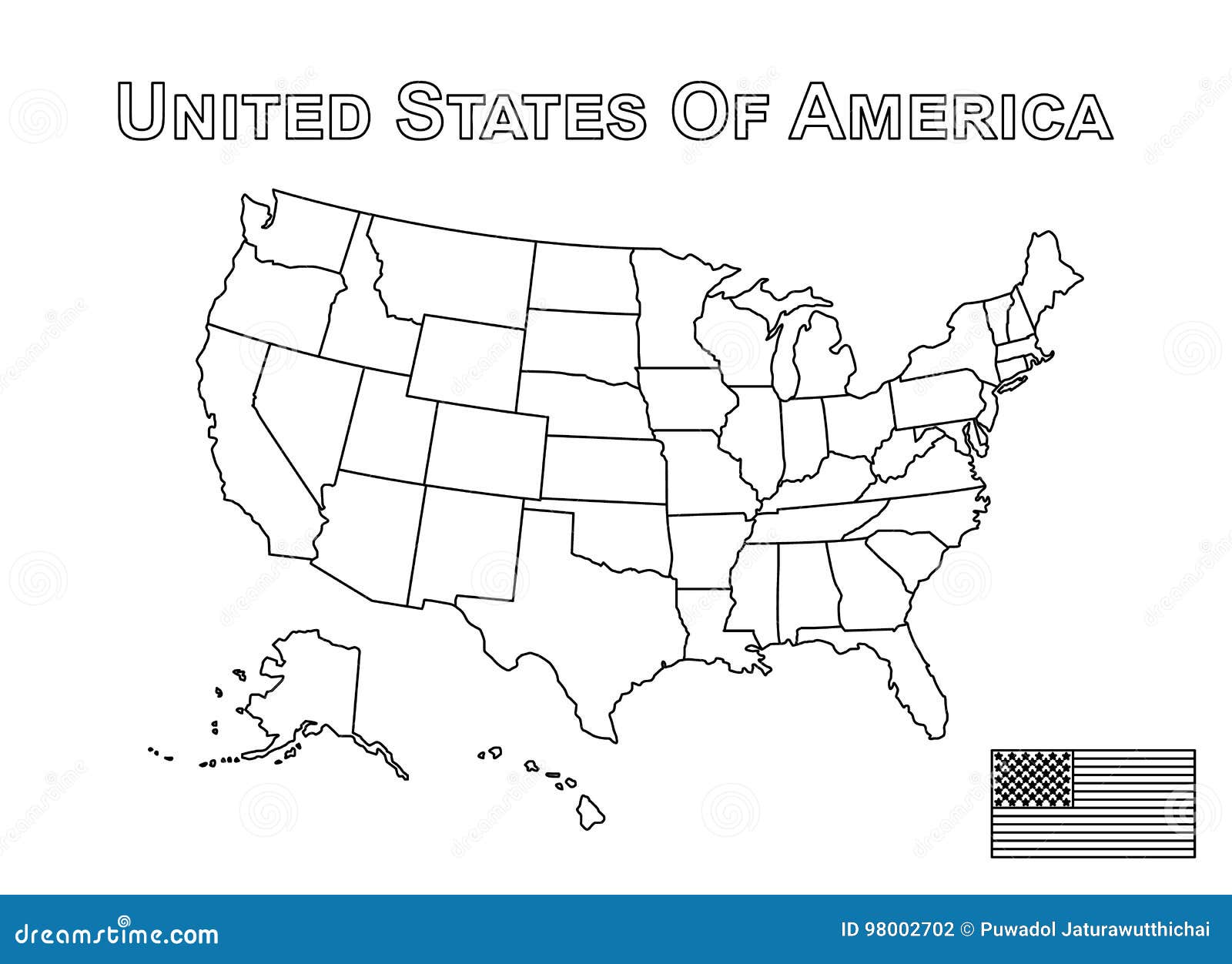 Download Vector Of USA Map And American Flag . Outline Style Stock ...
