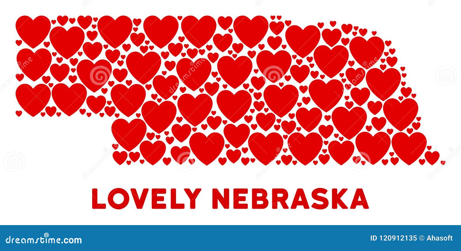 Vector Valentine Nebraska State Map Composition De Corazones