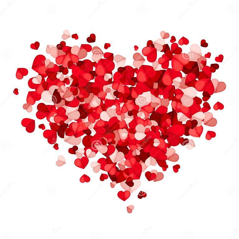 Valentine`s Day Heart Made of Hearts. Vector Illustration. Stock Vector ...