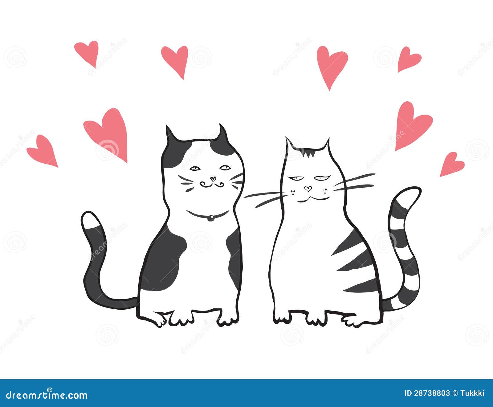 Vector Valentines Card With Two Cats Stock Photos - Image: 28738803