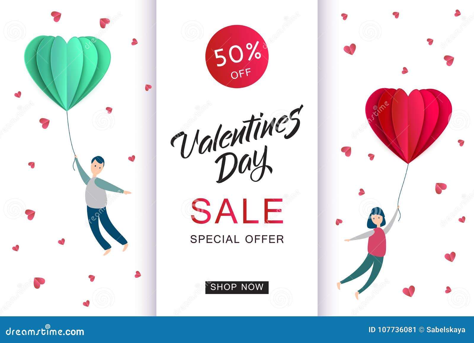 vector valentines day sale paper origami heart stock vector