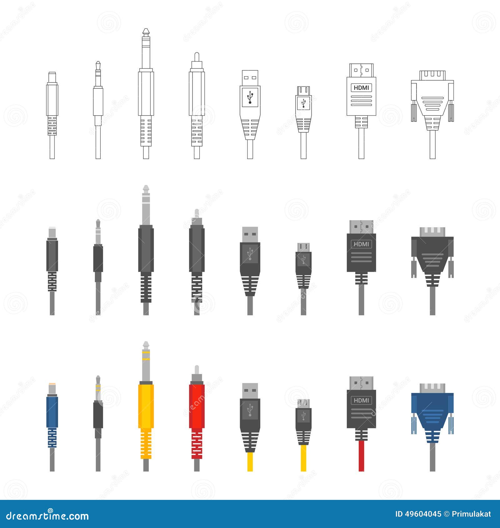 Vector Various Audio Connectors and Inputs Set Stock Vector ...