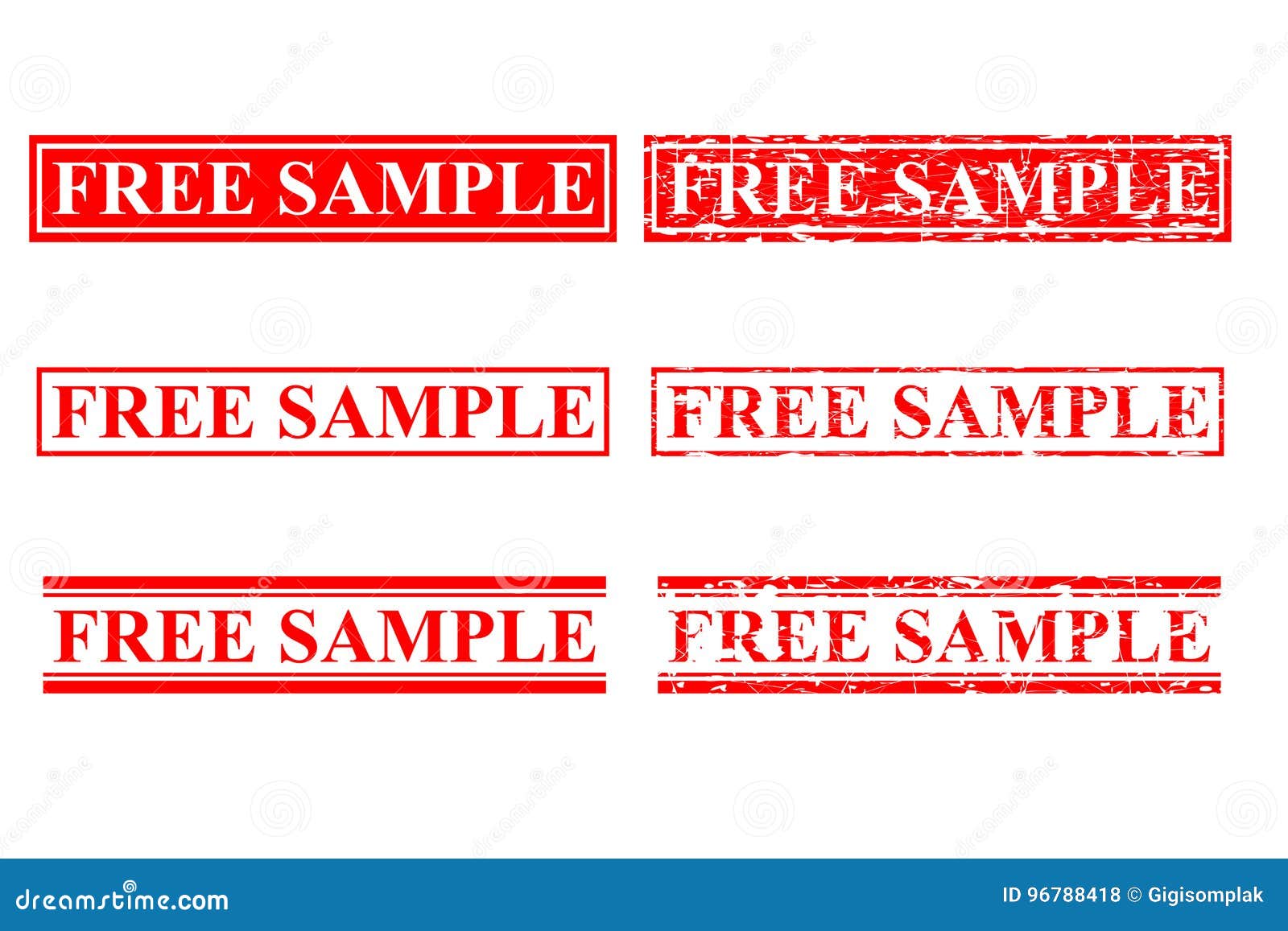 Various Style Rubber Stamp Effect Free Sample Stock Vector