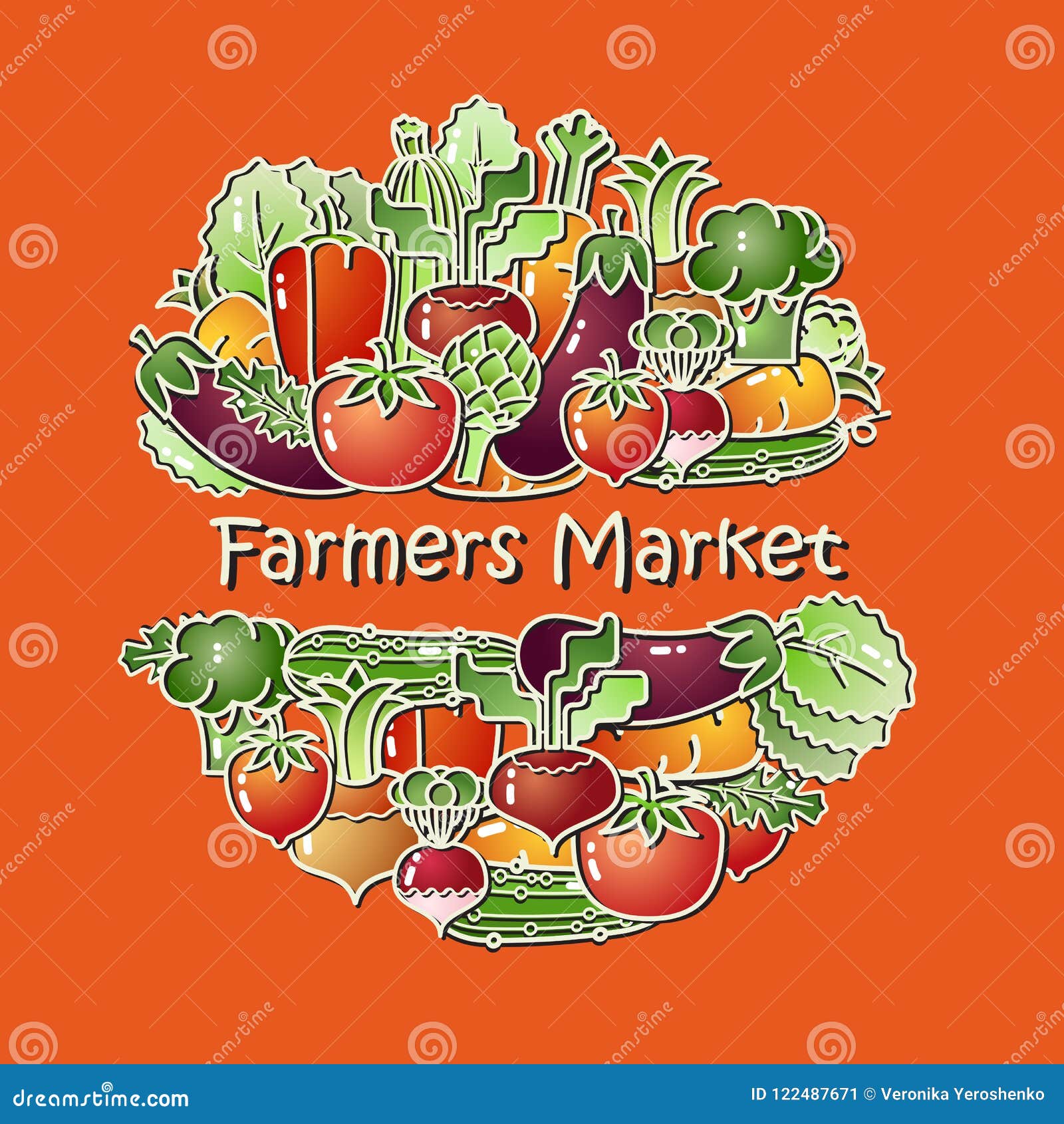 Vector Vegetables. Farmers Market. Stock Vector - Illustration of ...