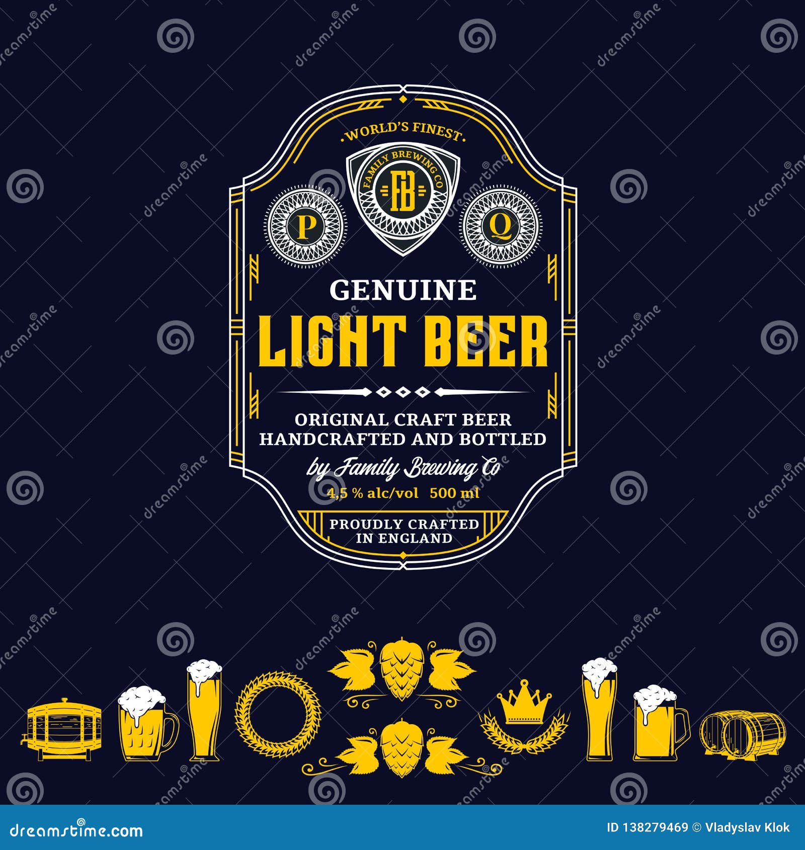 Vector Vintage Beer Label And Icons Stock Vector - Illustration of beverage, company: 138279469