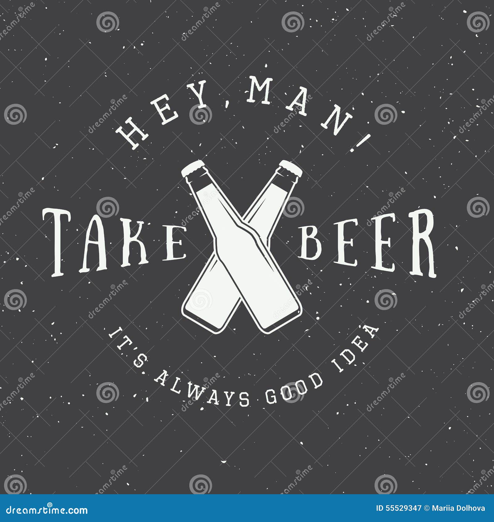 Vector Vintage Beer Logo with Slogan and Fun Motivation Stock Vector Illustration of isolated