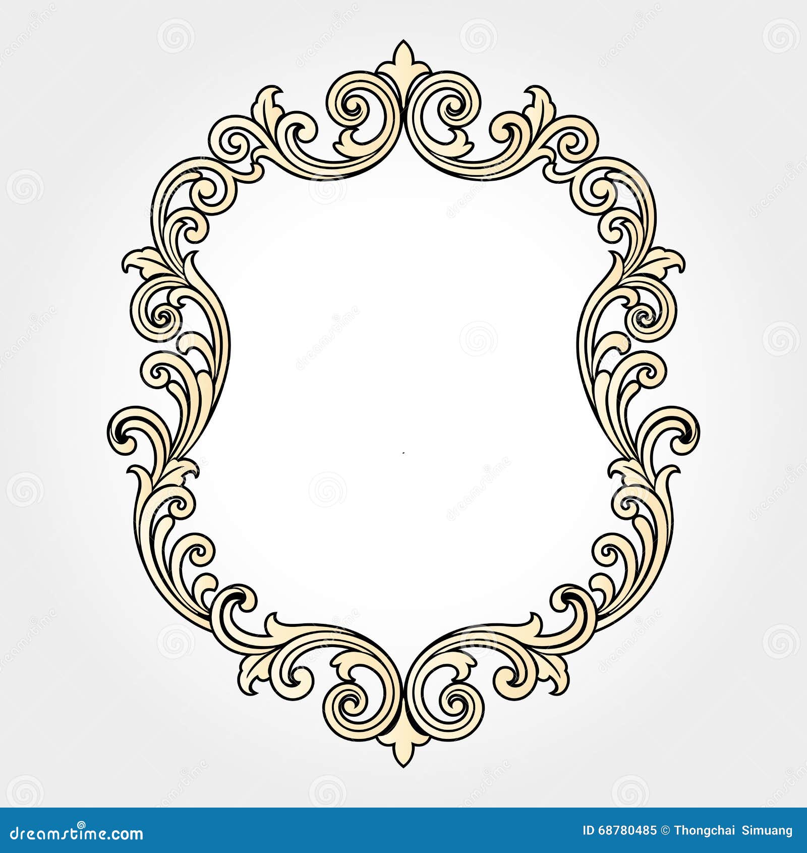 Vector Vintage Border Frame Engraving with Retro Ornament Vector Stock