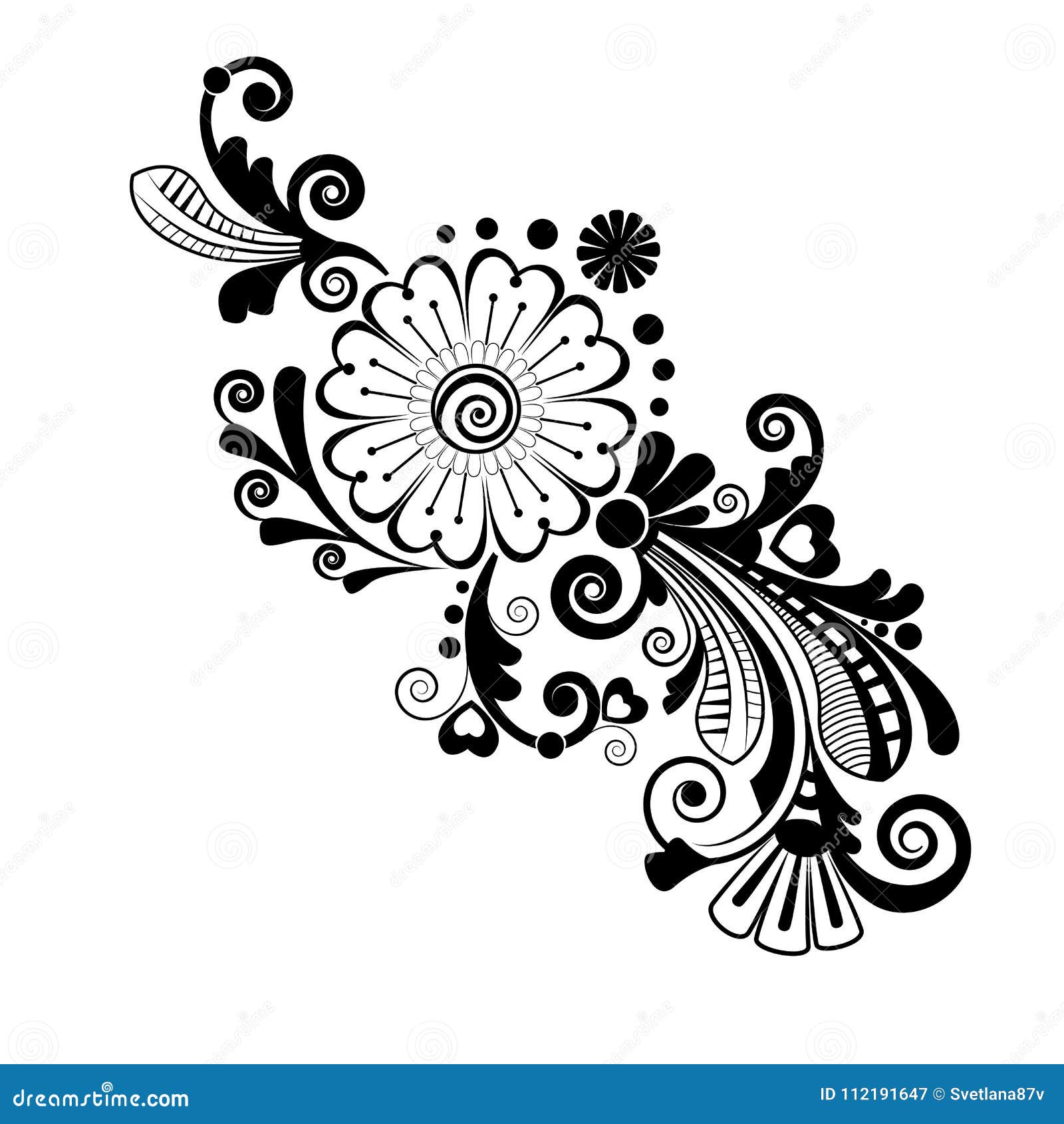 Vector Vintage Floral Background. Black and White Pattern Stock Vector -  Illustration of drawing, element: 112191647