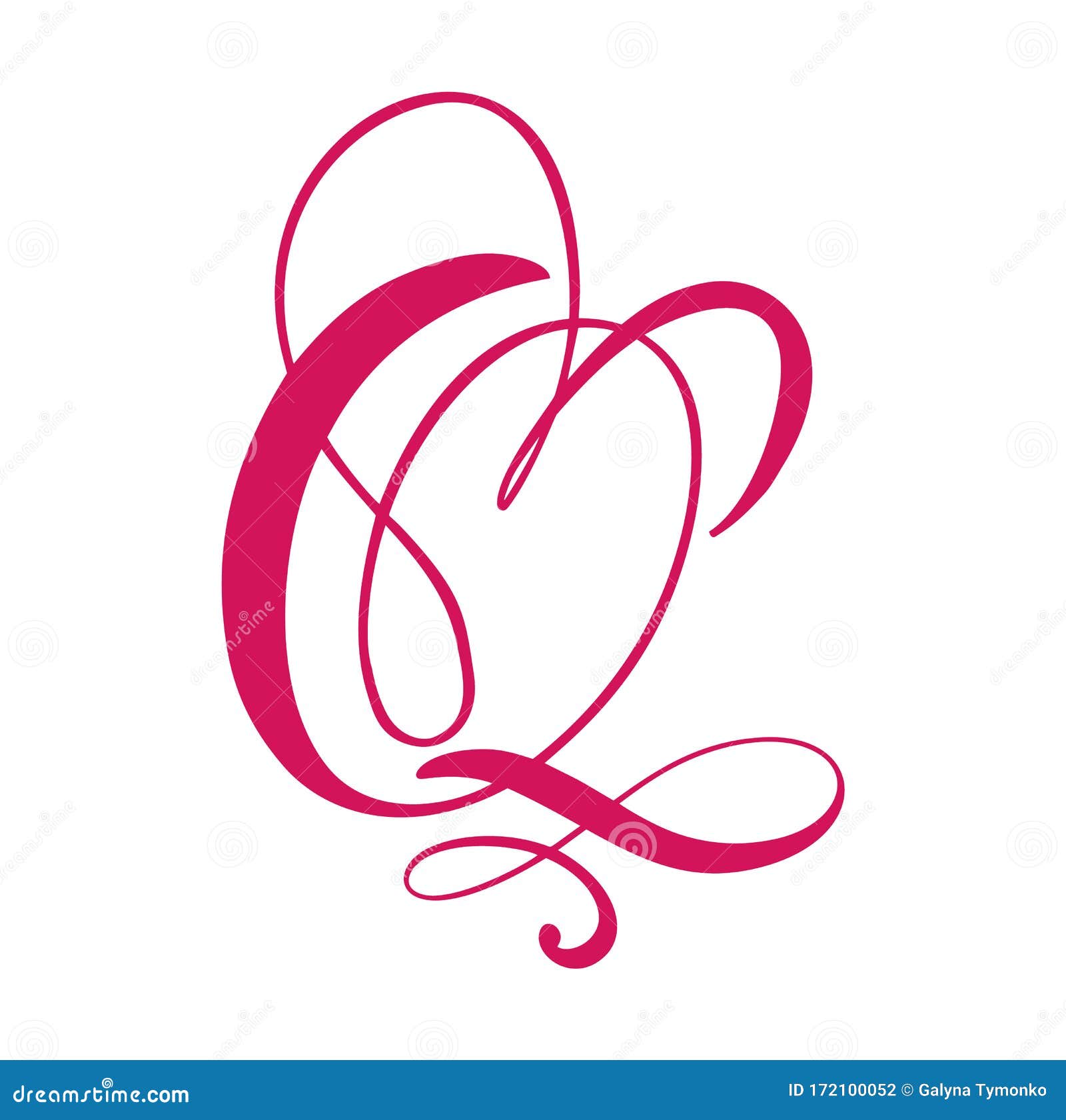 Vector Vintage Floral Monogram Letter Q. Calligraphy Element Heart Logo ...