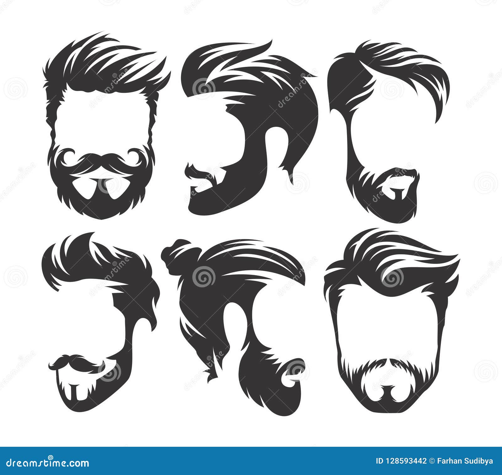 Hipster face Mens beard and hair Vector illustration Stock Vector Image   Art  Alamy