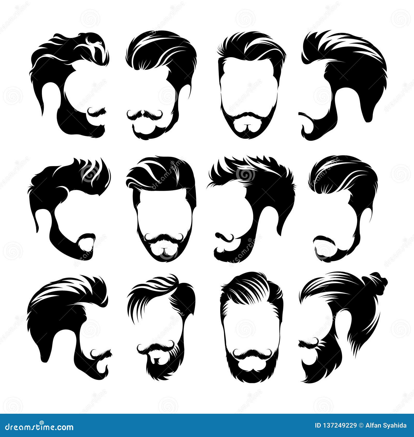 Hipster Hair, Mustaches and Beards. Hipster Style Vector Illustration. -  Vector Stock Illustration - Illustration of love, black: 137249229