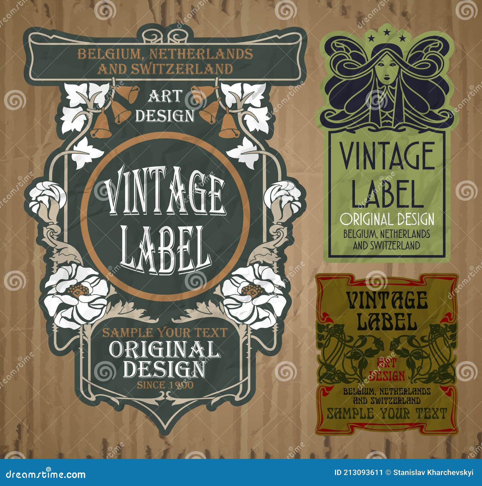 Vintage Items Label Art Nouveau Stock Vector Illustration of generic