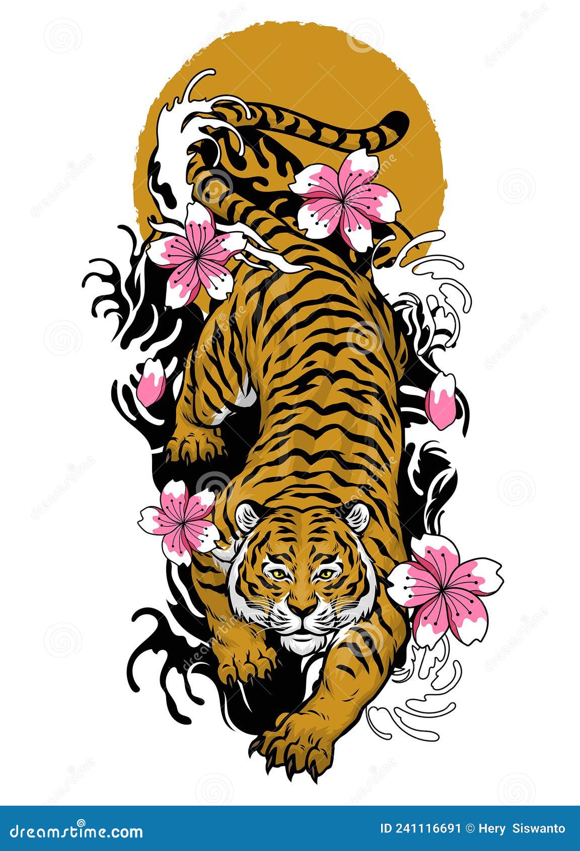 Vintage Japanese Tattoo Style Design of Tiger Stock Vector ...