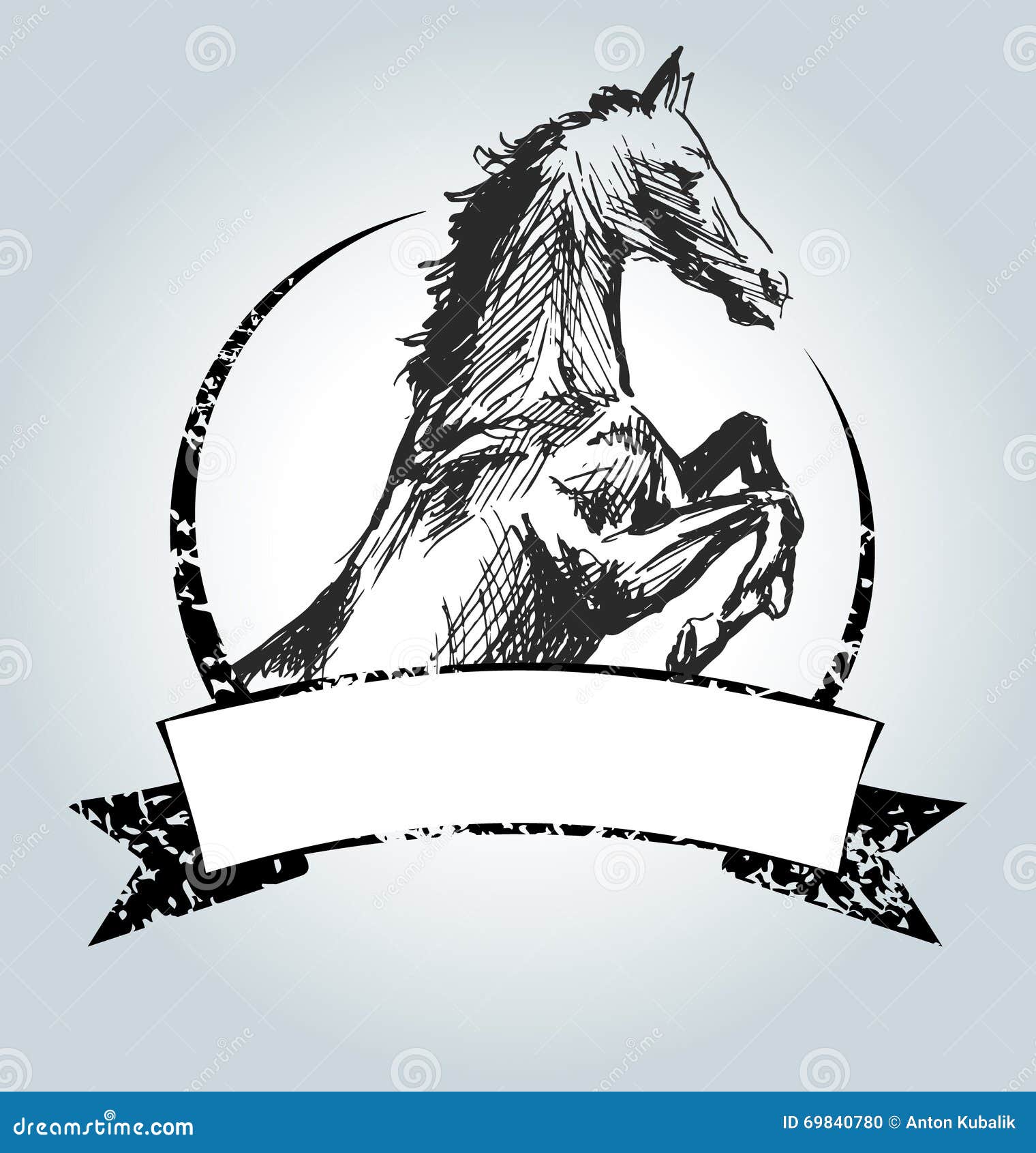 Vector Vintage Label with Drawing Horse Stock Vector Illustration of