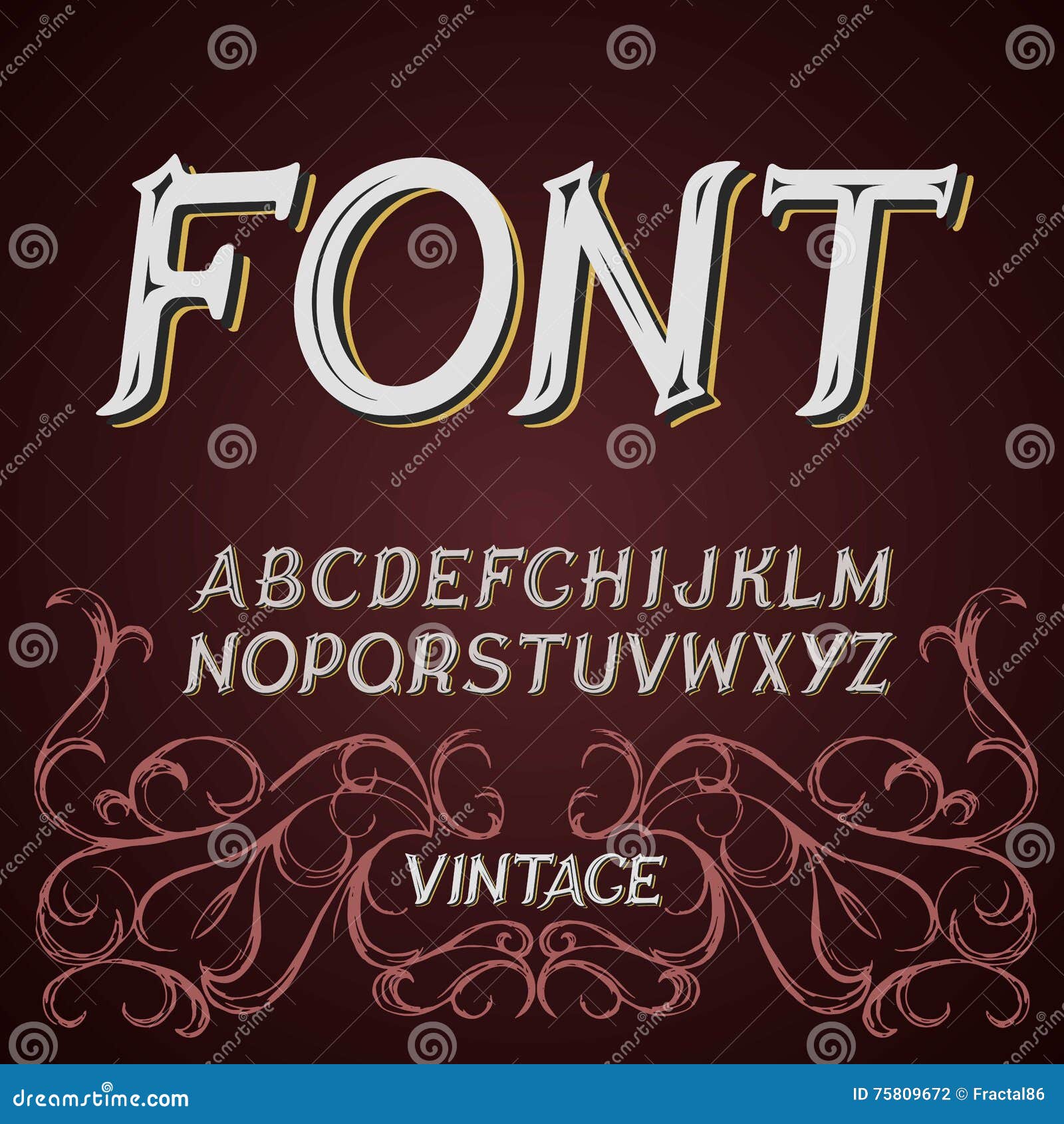Vector Vintage Label Font on a Dark Background Stock Vector ...