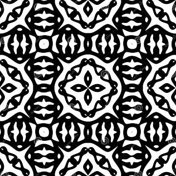 Black and White Ethnic Geometric Lines and Rhombuses Seamless Pattern ...