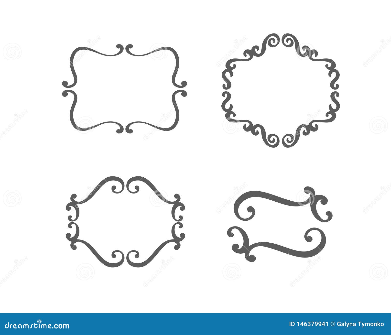 Vector Vintage Set Of Border Frames Engraving With Retro Ornament In