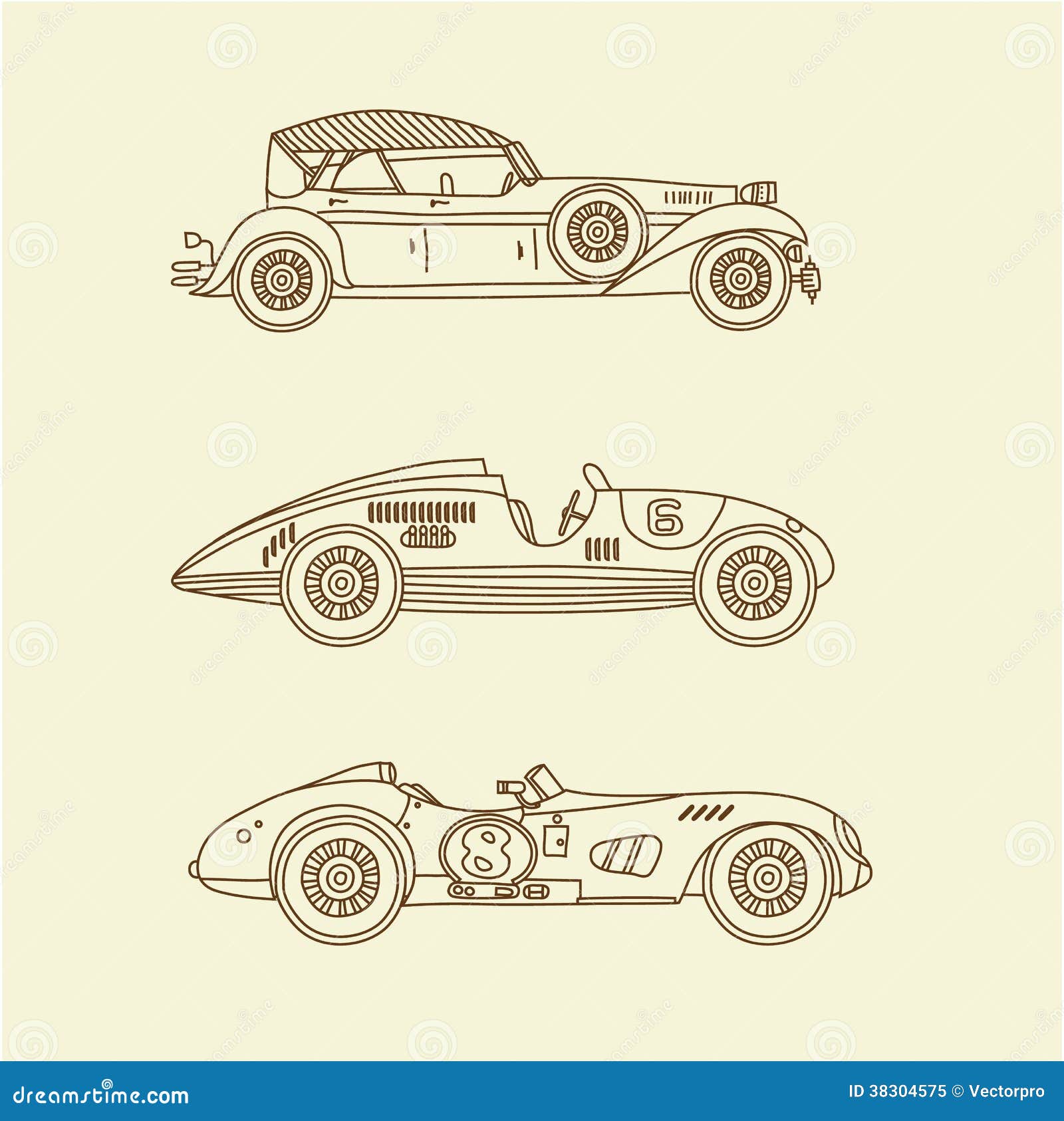 Vector Vintage Sport Racing Cars Stock Vector Illustration of driving