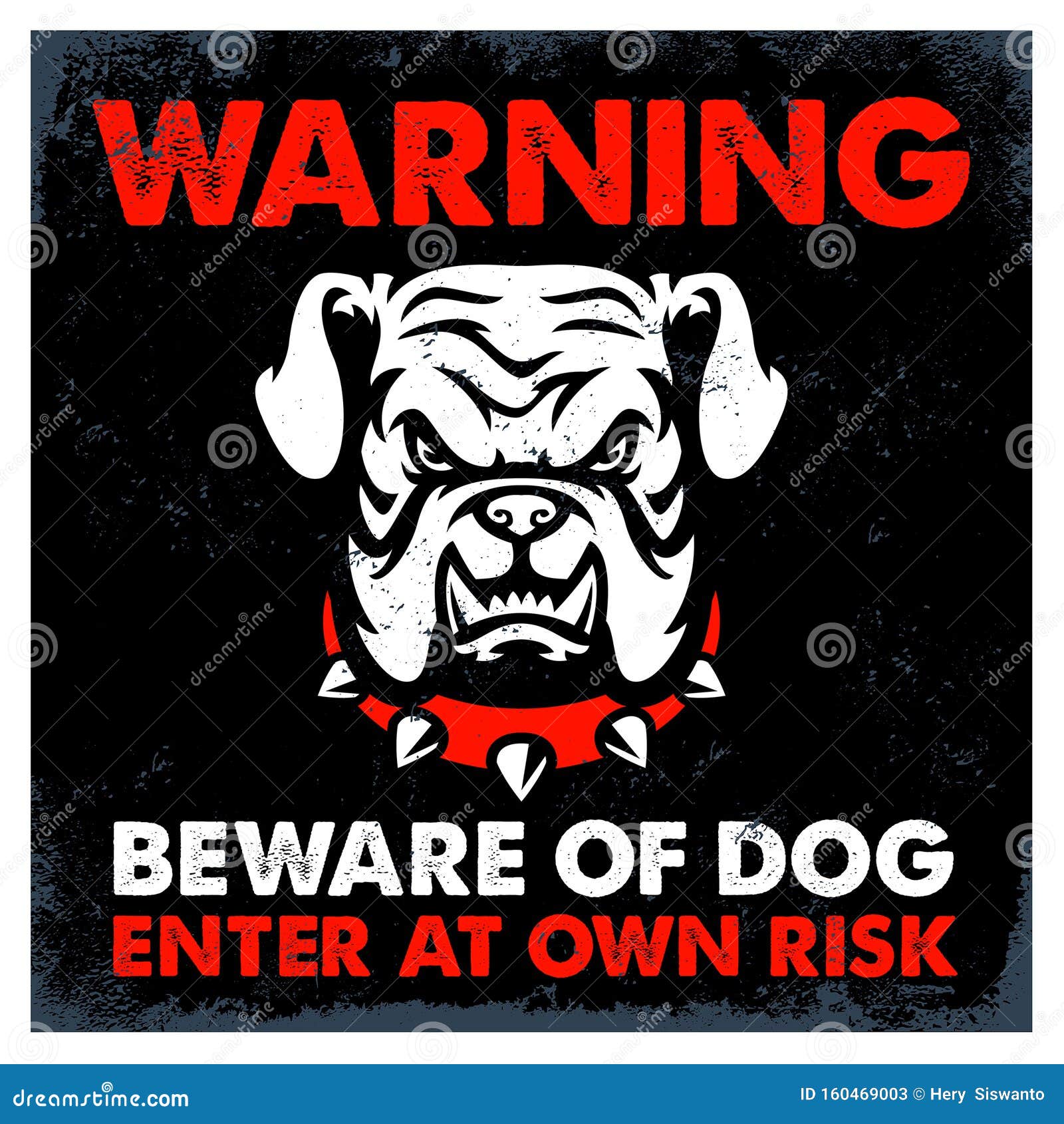 vintage textured beware of dog sign