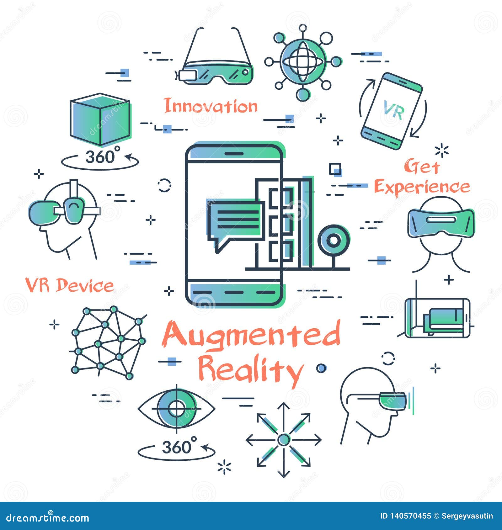 Vector Virtual Reality Concept Augmented Reality Stock Vector