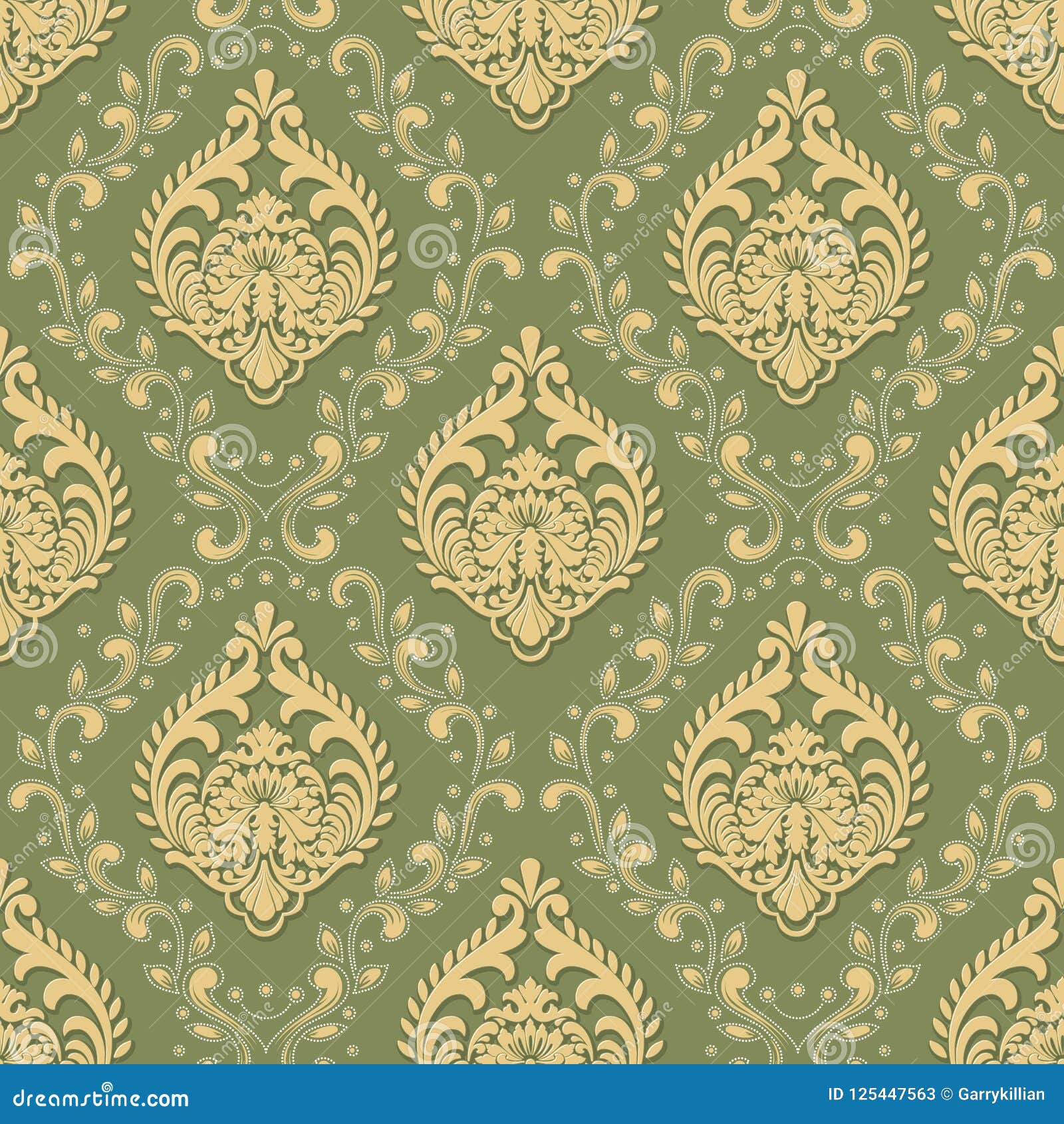 Vector Volumetric Damask Seamless Pattern Background. Elegant Luxury ...